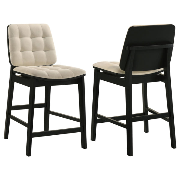 Coaster Furniture Redbridge 193959BLK Set of 2 Velvet Upholstered Counter Chair - Cream/Black