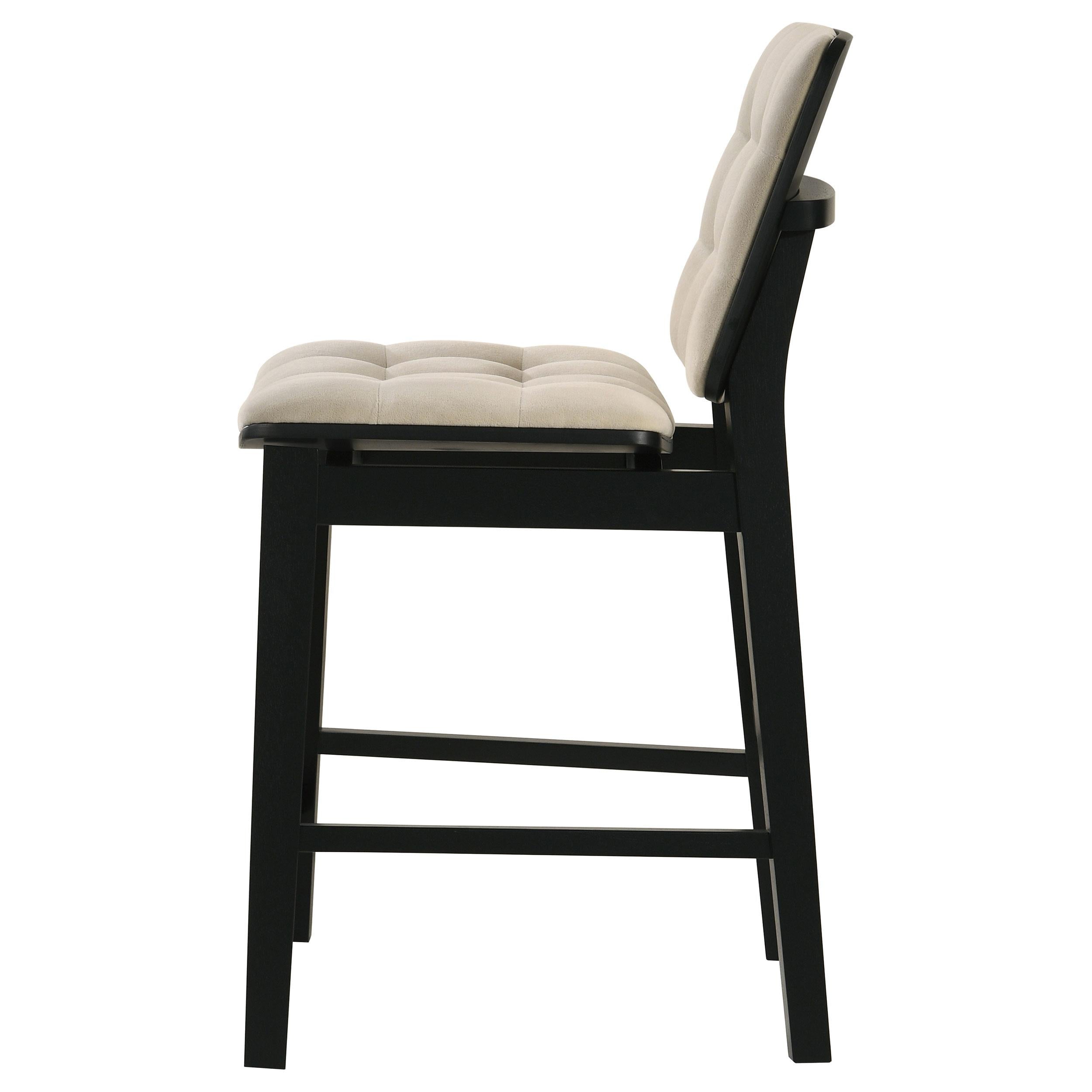 Coaster Furniture Redbridge 193959BLK Set of 2 Velvet Upholstered Counter Chair - Cream/Black IMAGE 2