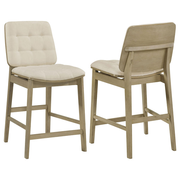 Coaster Furniture Redbridge 193959NAT Set of 2 Velvet Upholstered Counter Chair - Cream/Natural Oak