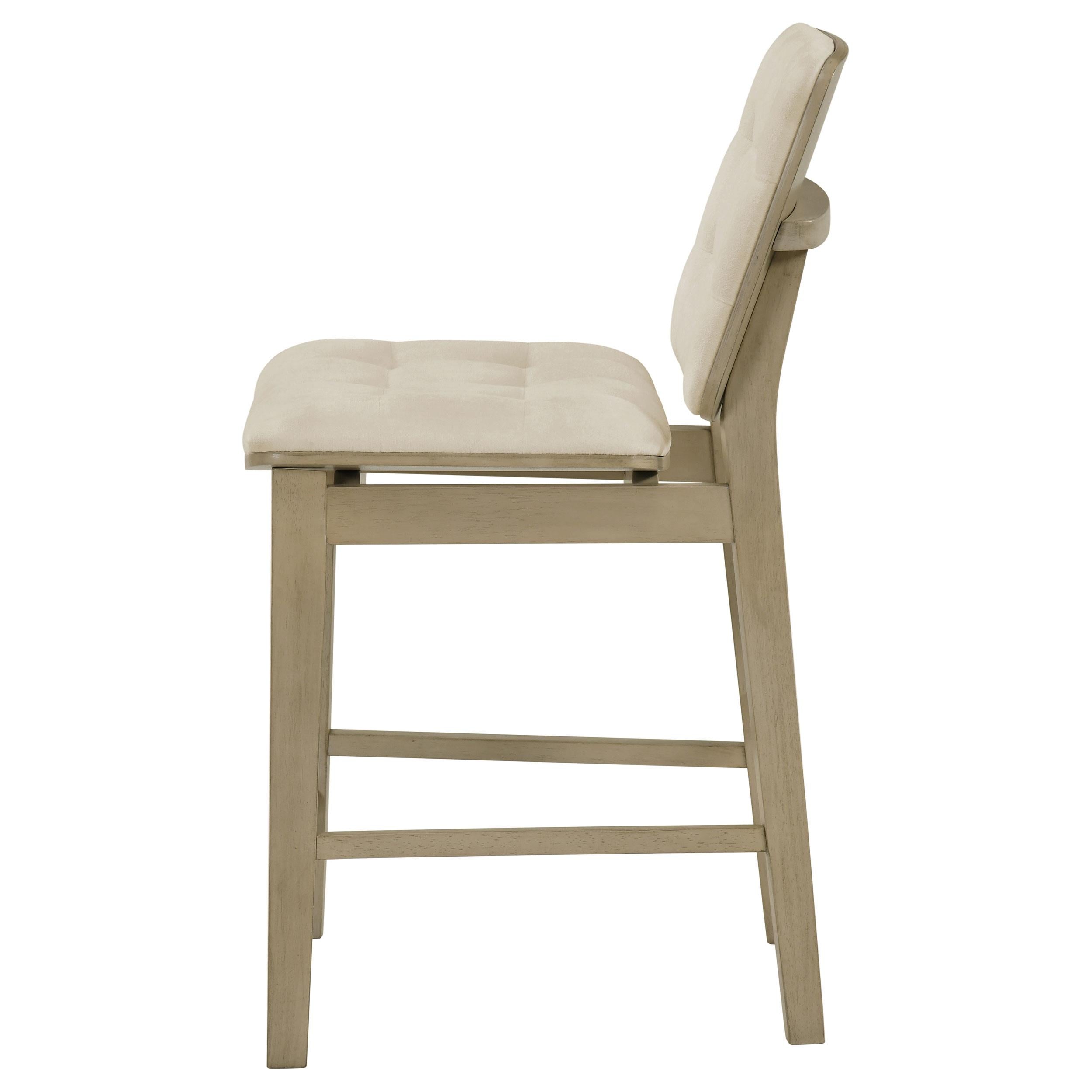  Coaster Furniture Redbridge 193959NAT Set of 2 Velvet Upholstered Counter Chair - Cream/Natural Oak IMAGE 2