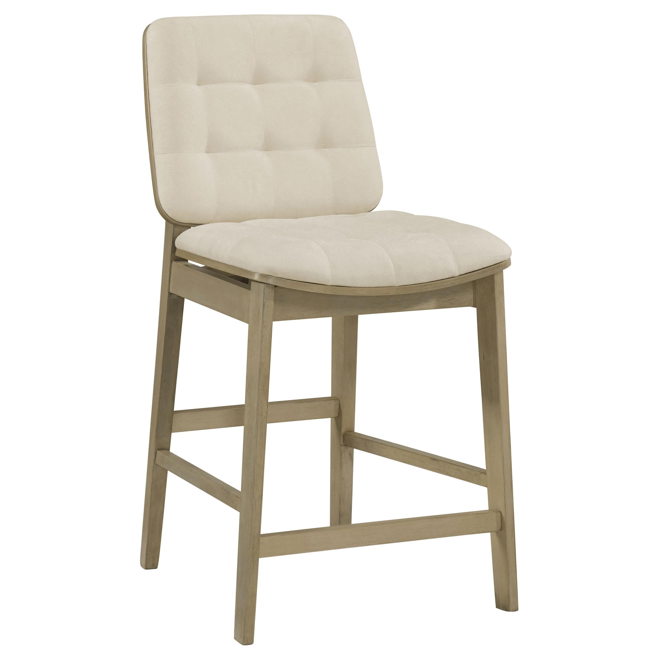  Coaster Furniture Redbridge 193959NAT Set of 2 Velvet Upholstered Counter Chair - Cream/Natural Oak IMAGE 4
