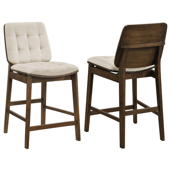 Coaster Furniture Redbridge 193959WAL Set of 2 Velvet Upholstered Counter Chair - Cream/Walnut