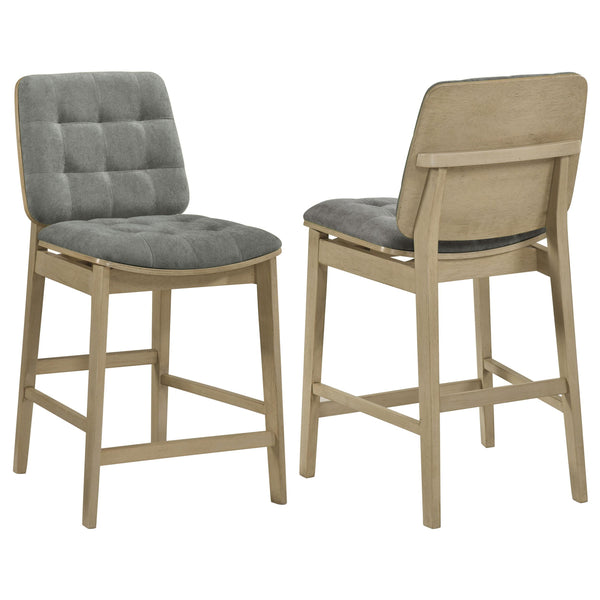 Coaster Furniture Redbridge 193969NAT Set of 2 Velvet Upholstered Counter Chair - Grey/Natural Oak