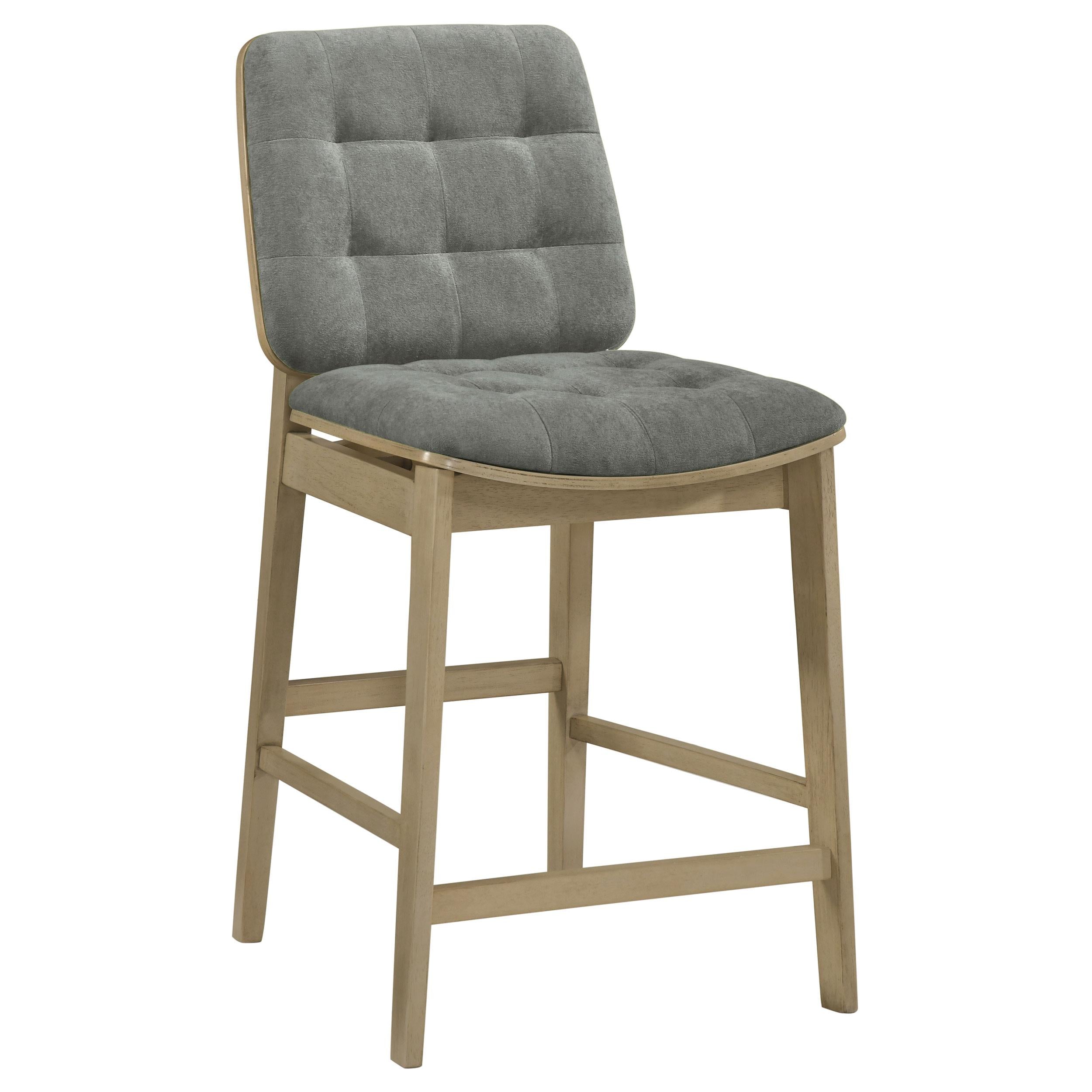  Coaster Furniture Redbridge 193969NAT Set of 2 Velvet Upholstered Counter Chair - Grey/Natural Oak IMAGE 3
