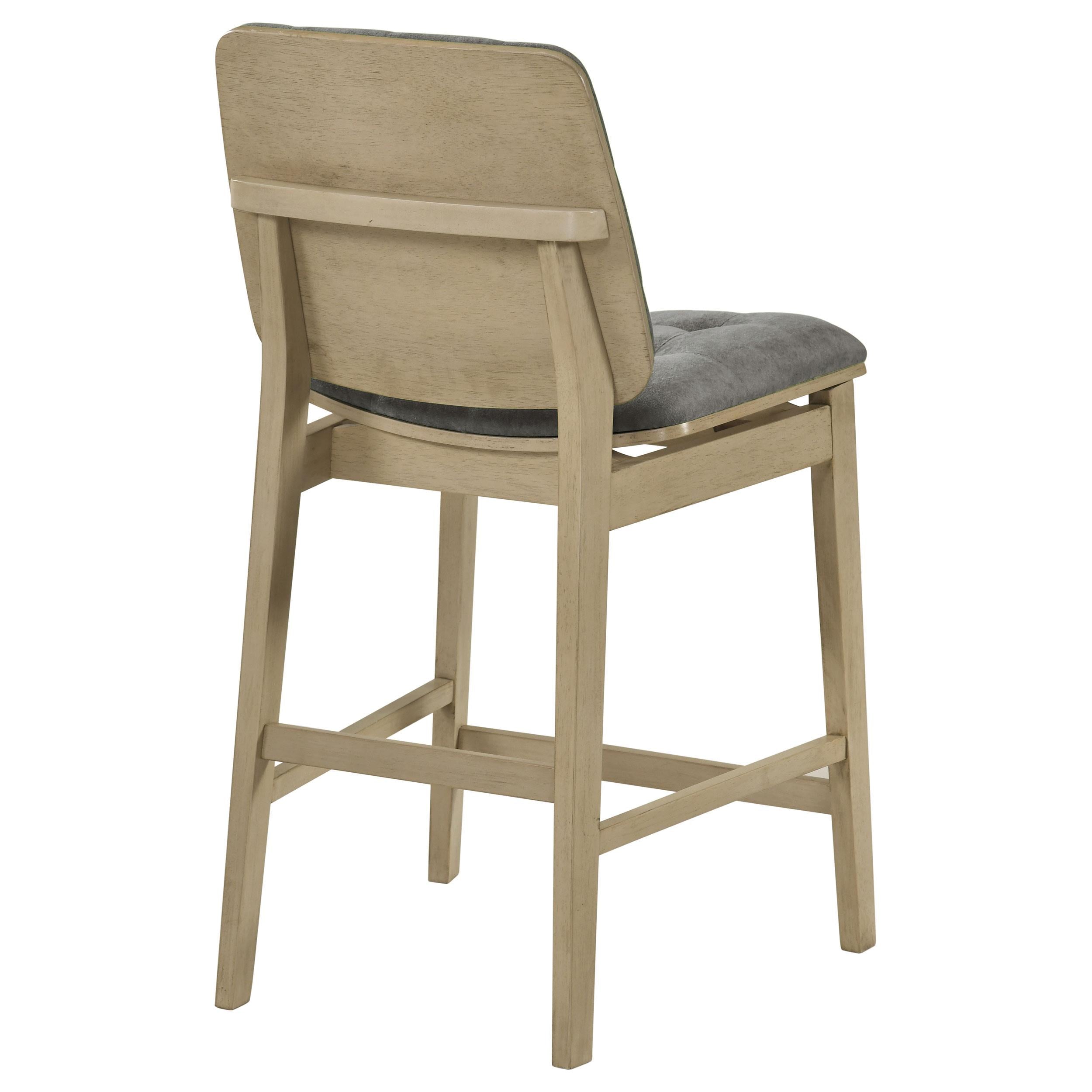  Coaster Furniture Redbridge 193969NAT Set of 2 Velvet Upholstered Counter Chair - Grey/Natural Oak IMAGE 4