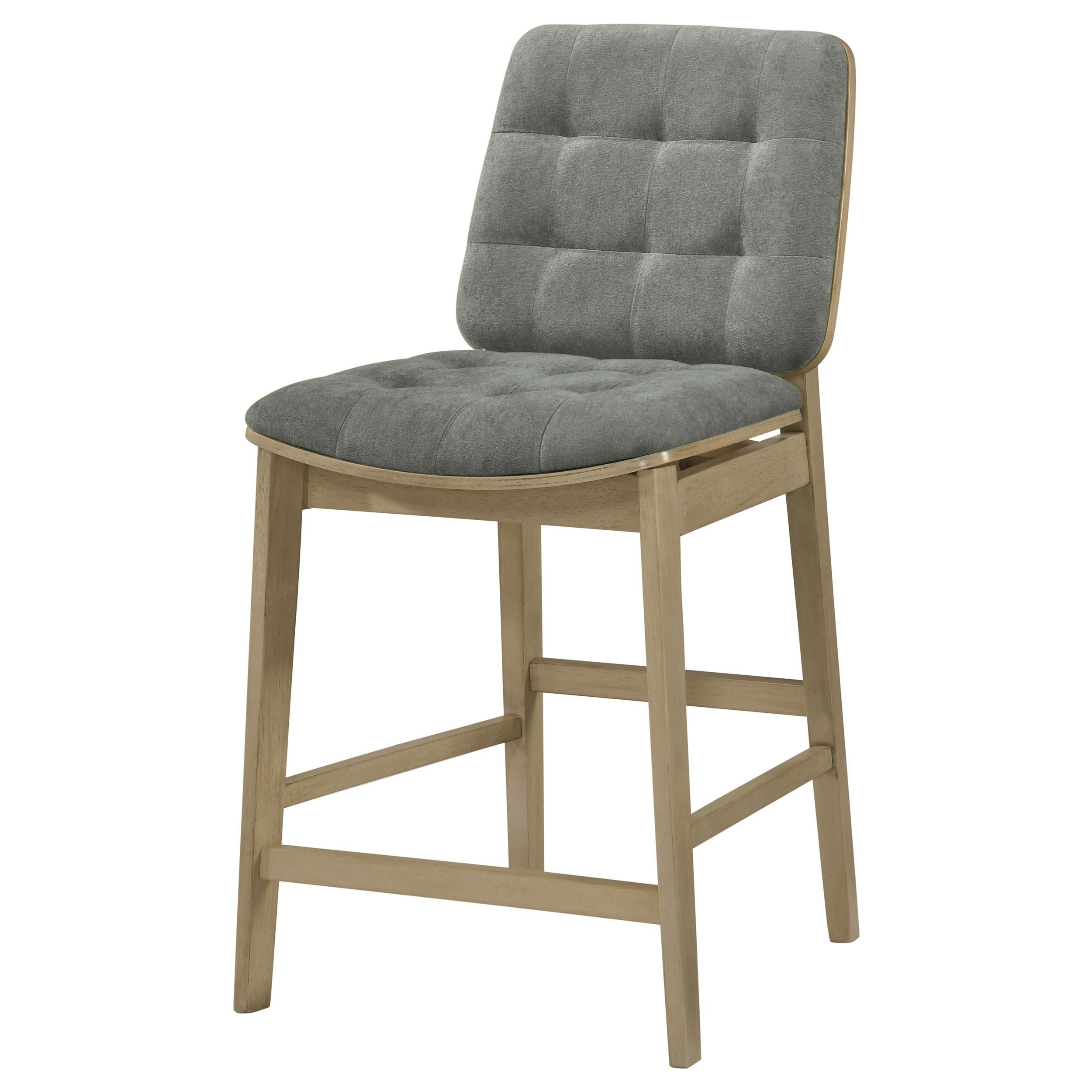  Coaster Furniture Redbridge 193969NAT Set of 2 Velvet Upholstered Counter Chair - Grey/Natural Oak IMAGE 6