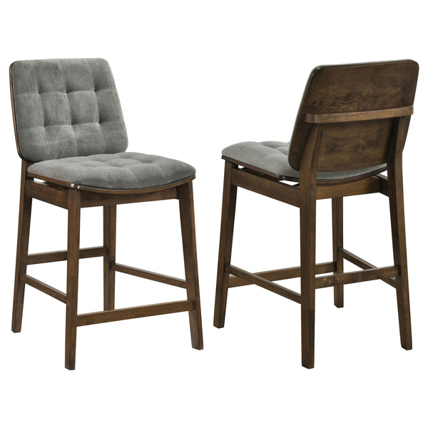 Coaster Furniture Redbridge 193969WAL Set of 2 Velvet Upholstered Counter Chair - Grey/Walnut