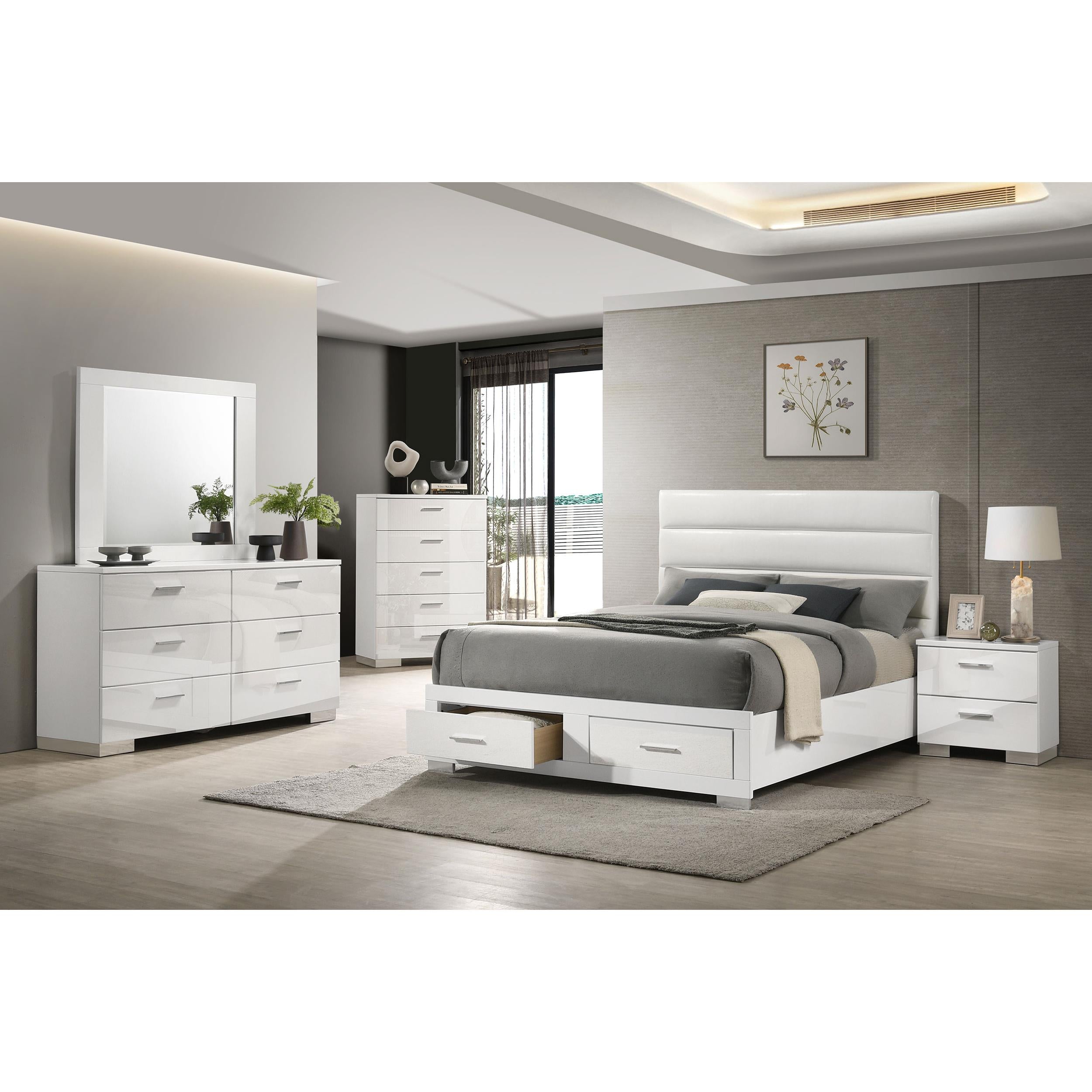  Coaster Furniture Felicity 203510KW California King Storage Bed - White High Gloss IMAGE 9