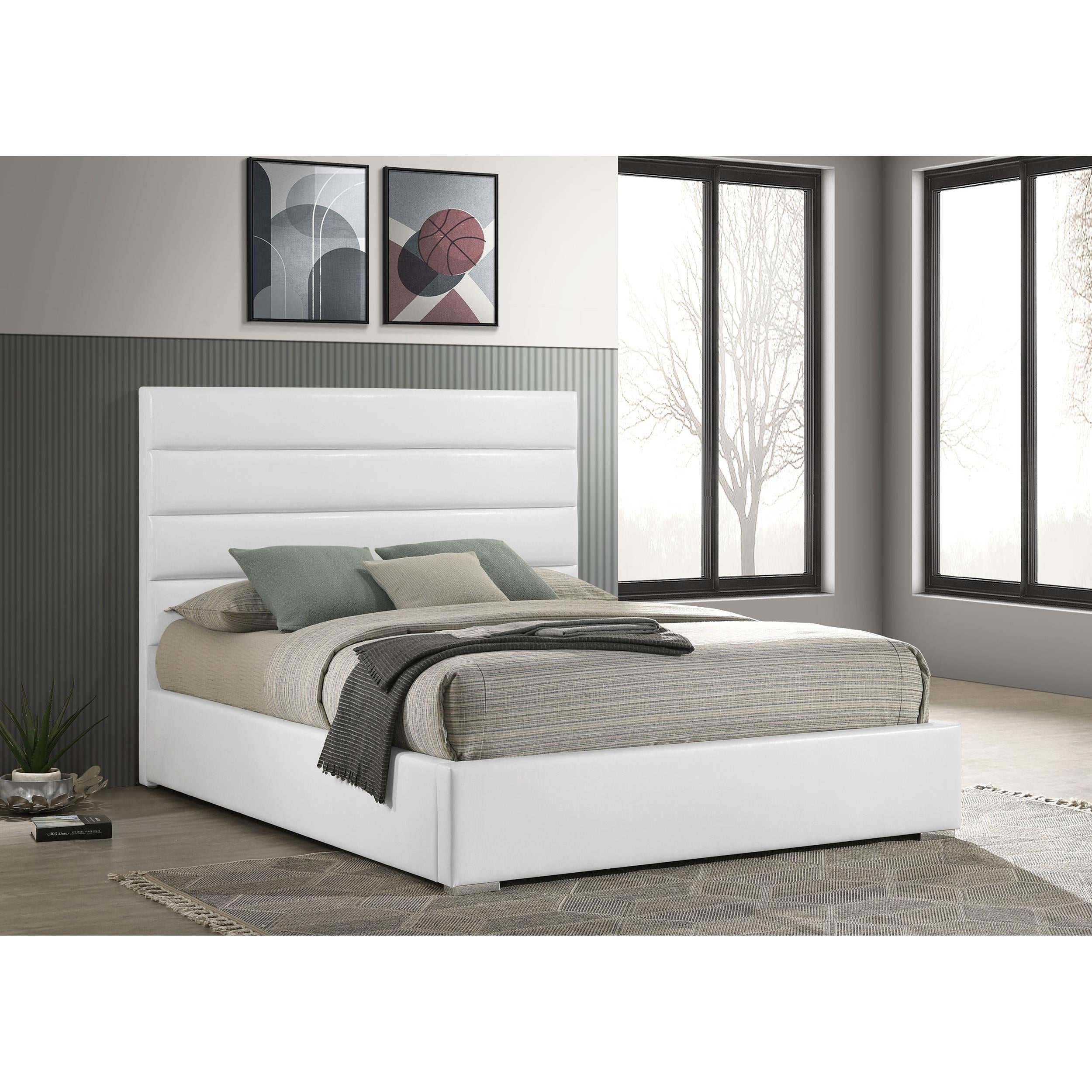  Coaster Furniture Felicity 203511KE 53-inch Upholstered Eastern King Platform Bed - White IMAGE 4