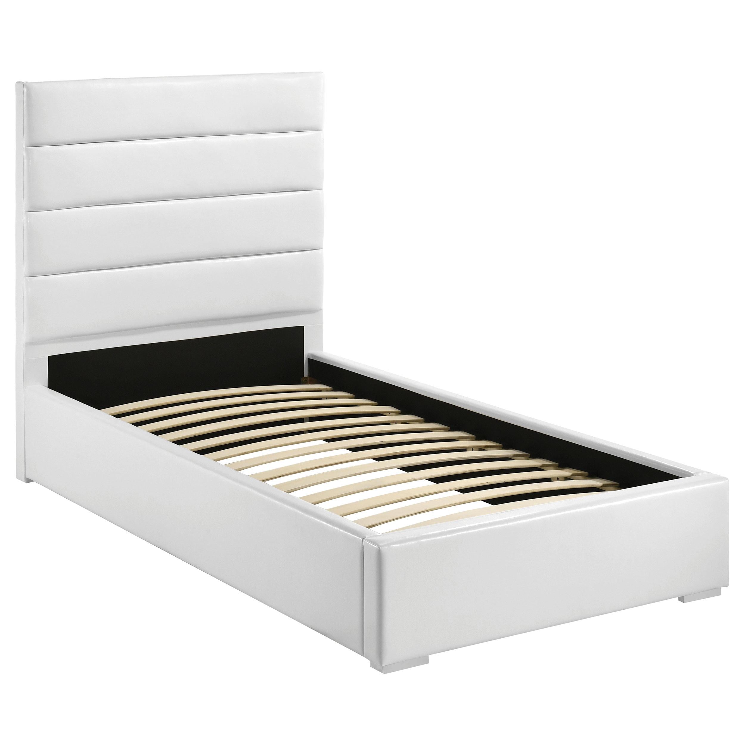  Coaster Furniture Felicity 203511T 53-inch Upholstered Twin Platform Bed - White IMAGE 1