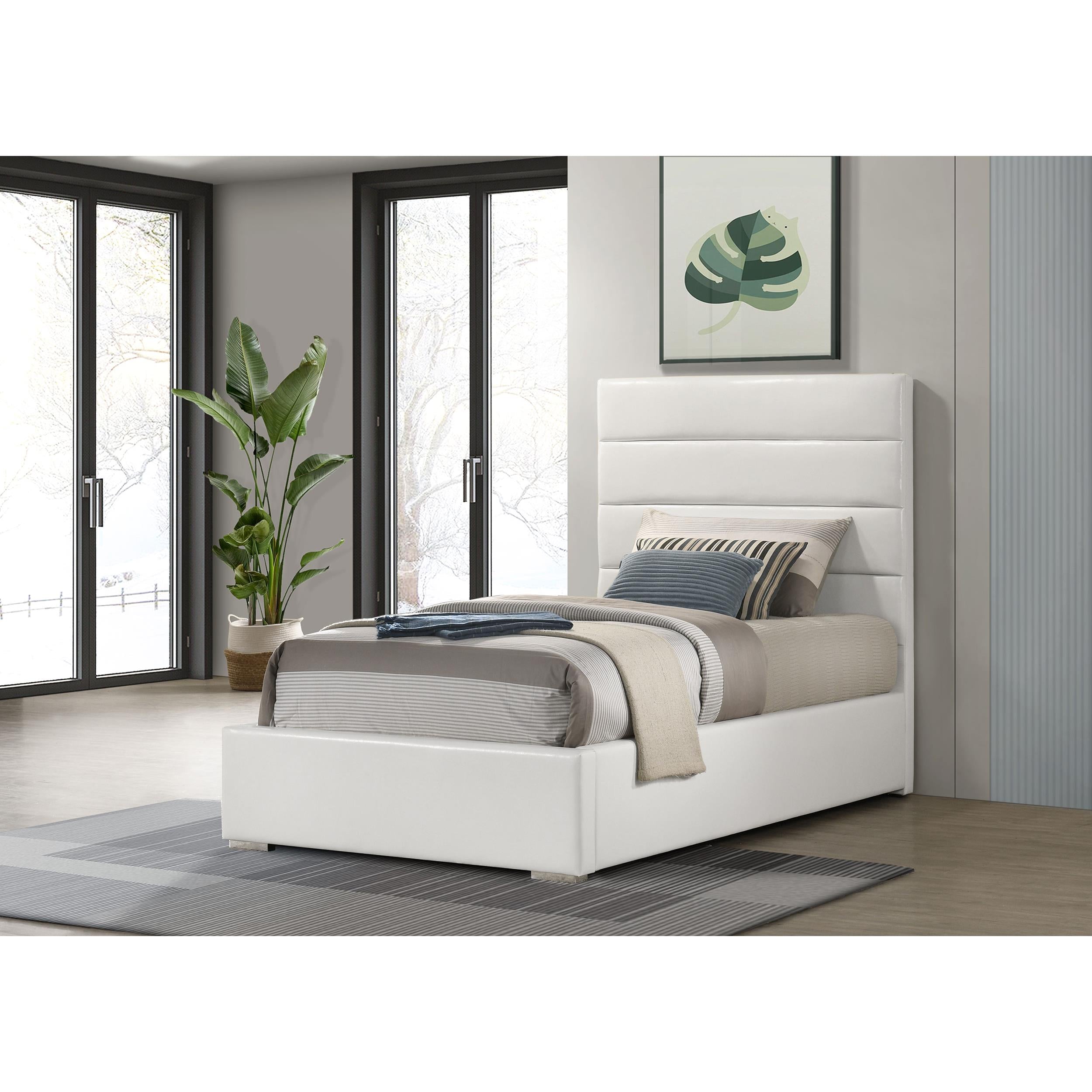  Coaster Furniture Felicity 203511T 53-inch Upholstered Twin Platform Bed - White IMAGE 4