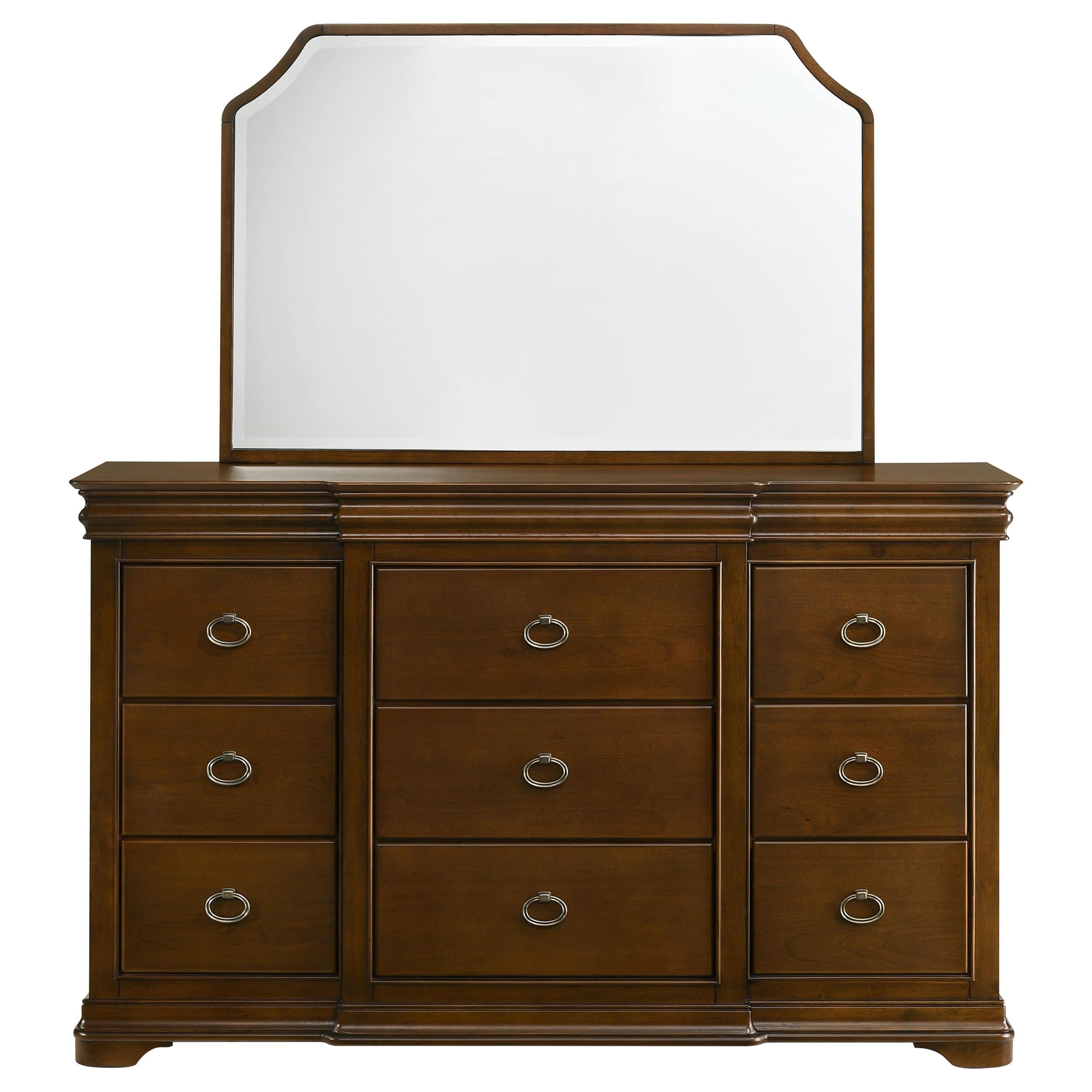  Coaster Furniture Garland 205303M 9-drawer Bedroom Dresser with Mirror - Brown Cherry IMAGE 7