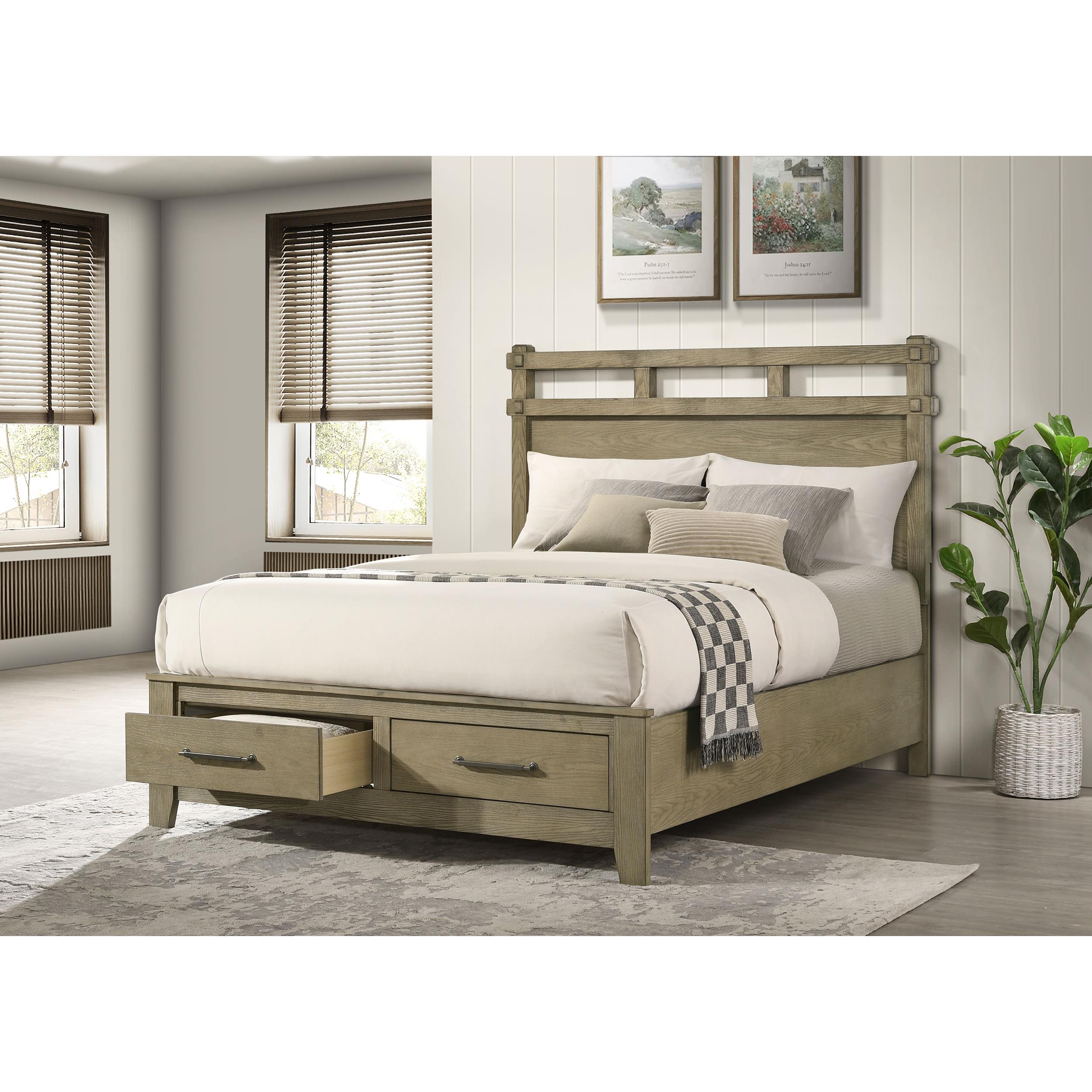  Coaster Furniture Hazlewood 207530Q 59-inch Queen Panel Storage Bed - Vineyard Oak IMAGE 4