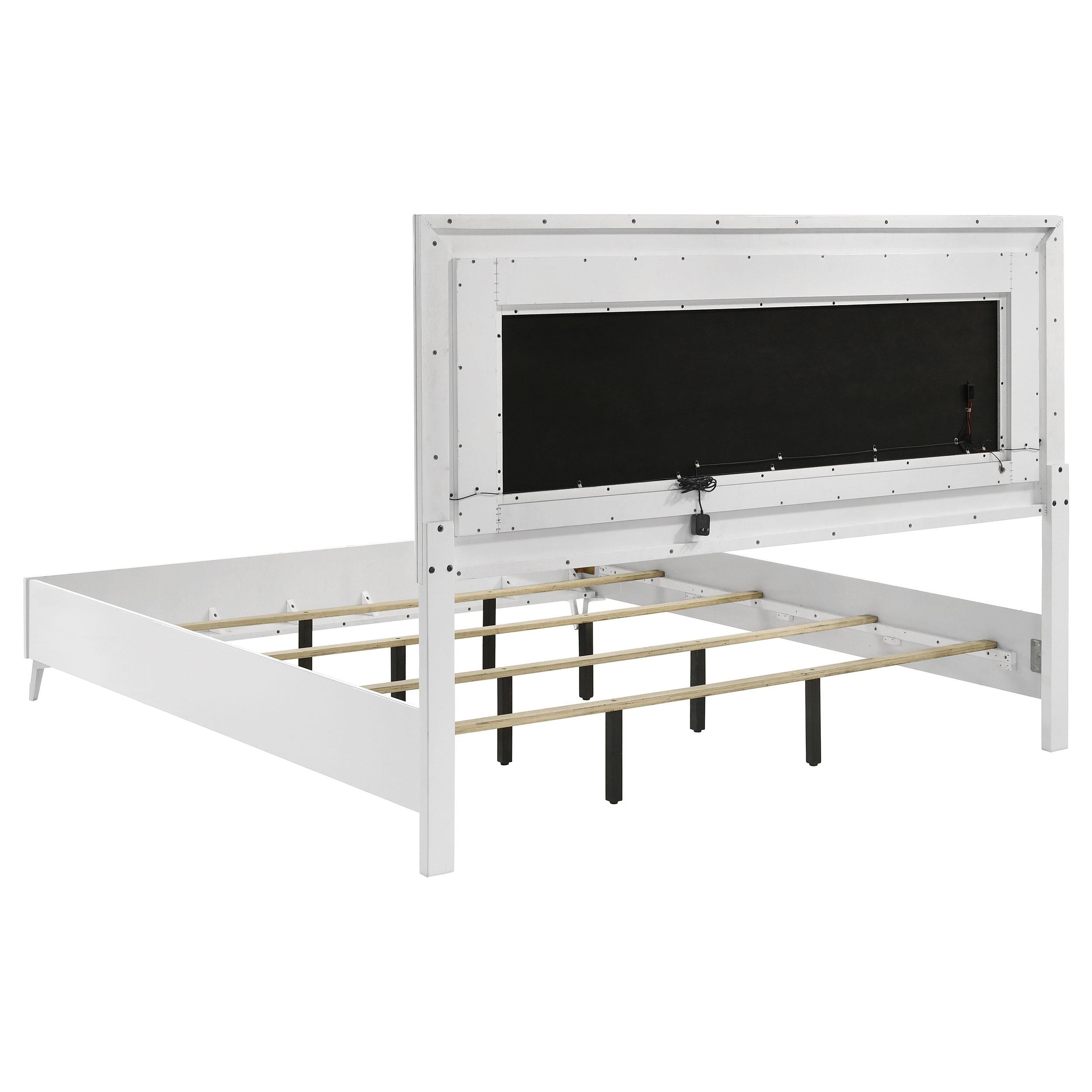  Coaster Furniture Cassia 215791KE Eastern King LED Panel Bed - White High Gloss IMAGE 2