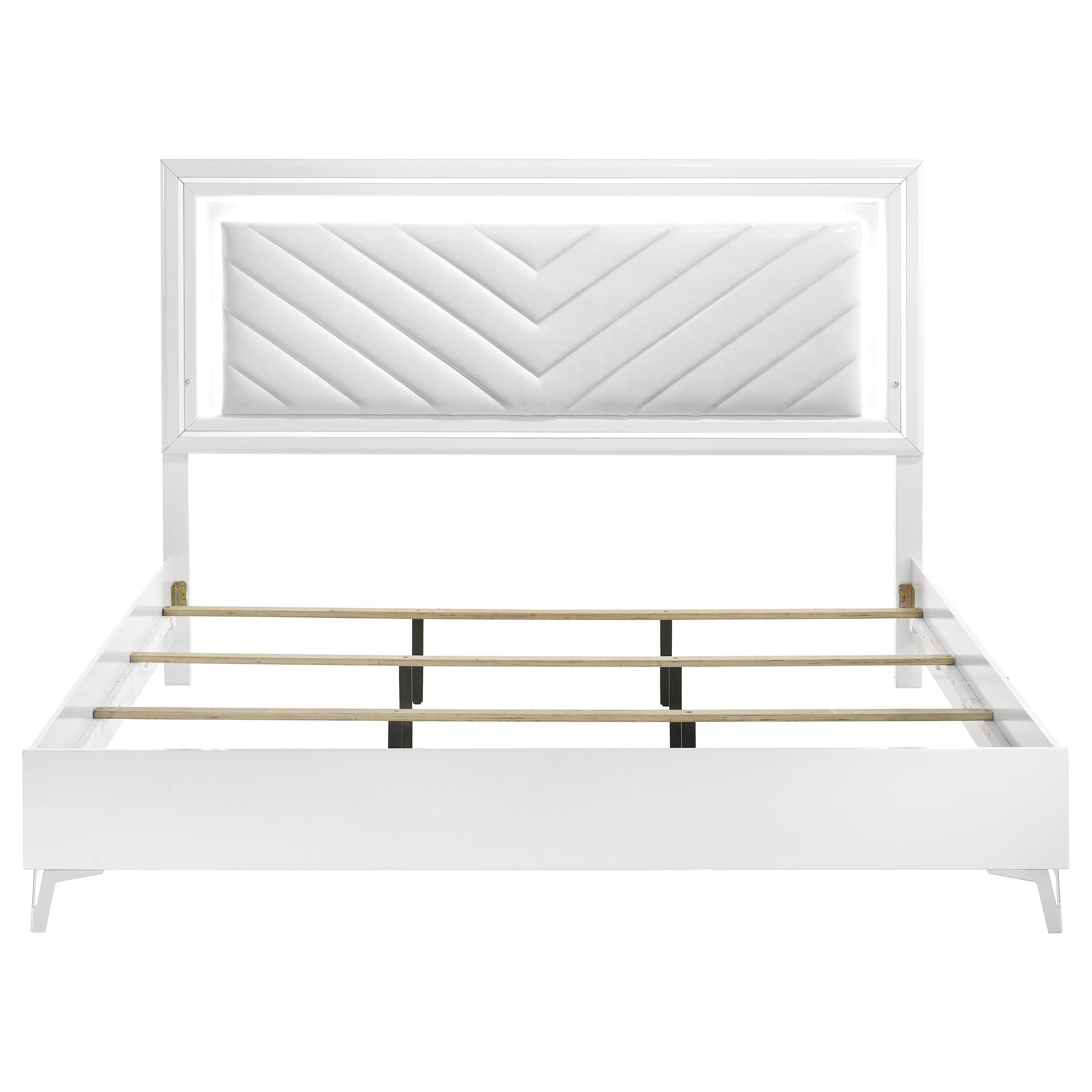  Coaster Furniture Cassia 215791KE Eastern King LED Panel Bed - White High Gloss IMAGE 8