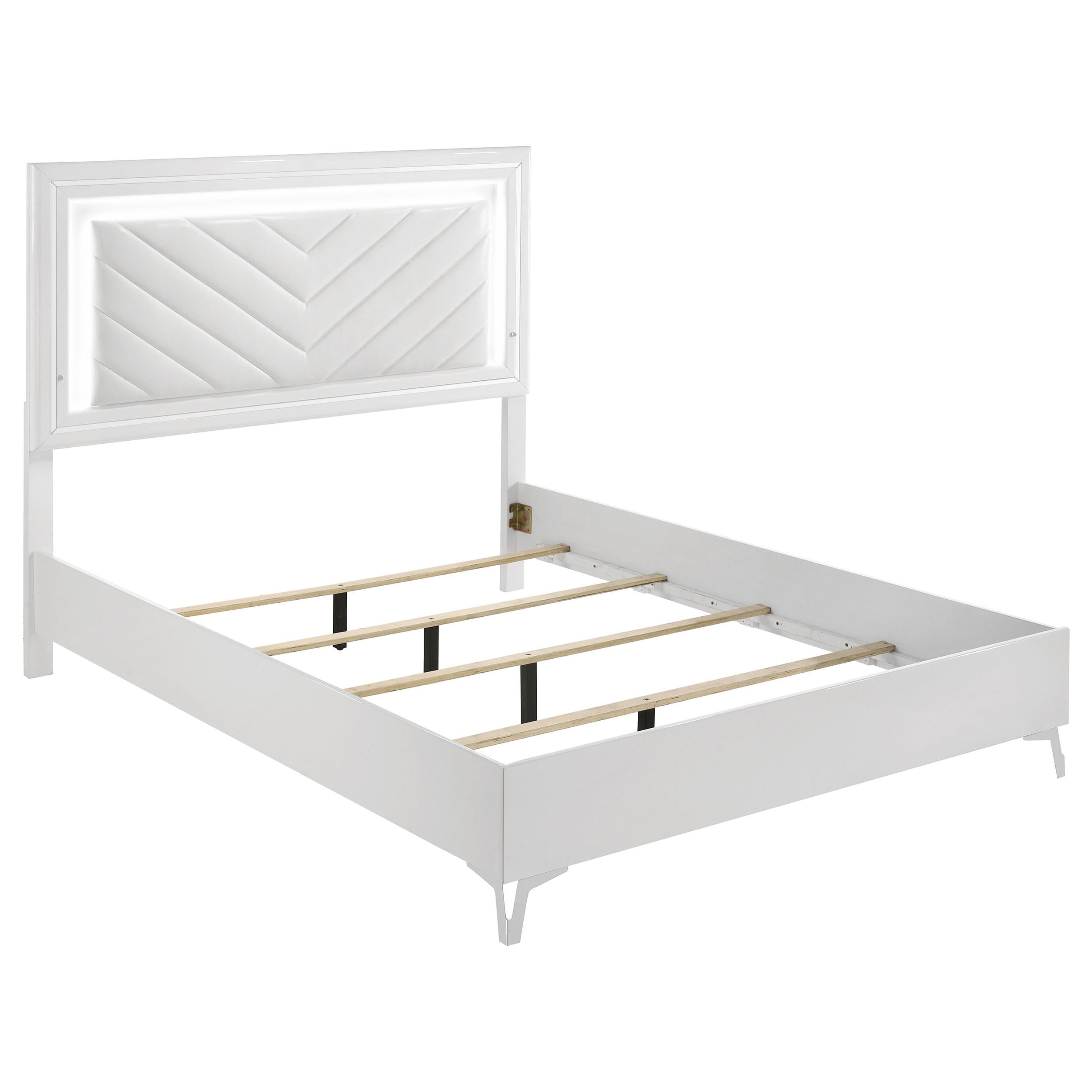  Coaster Furniture Cassia 215791Q Queen LED Panel Bed - White High Gloss IMAGE 1