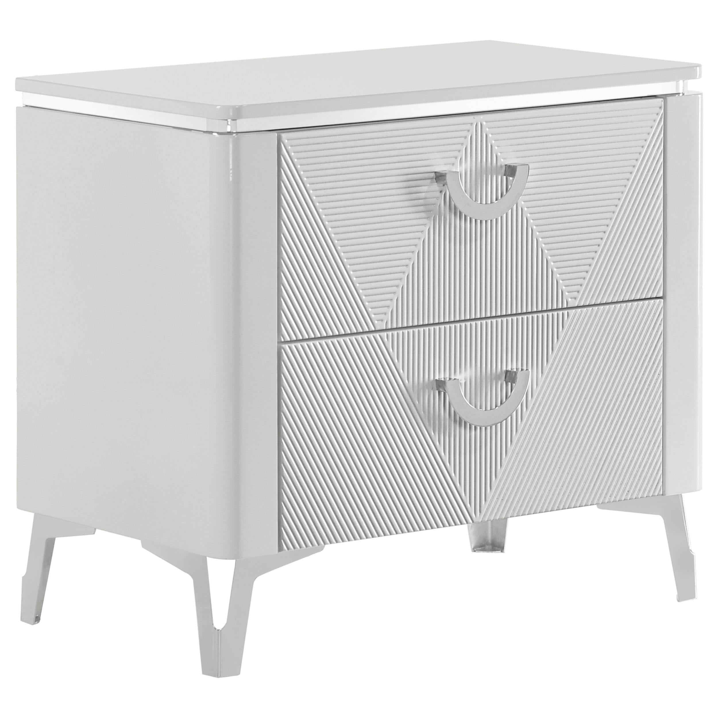  Coaster Furniture Cassia 215792 2-drawer Nightstand Bedside Table - White High Gloss IMAGE 1