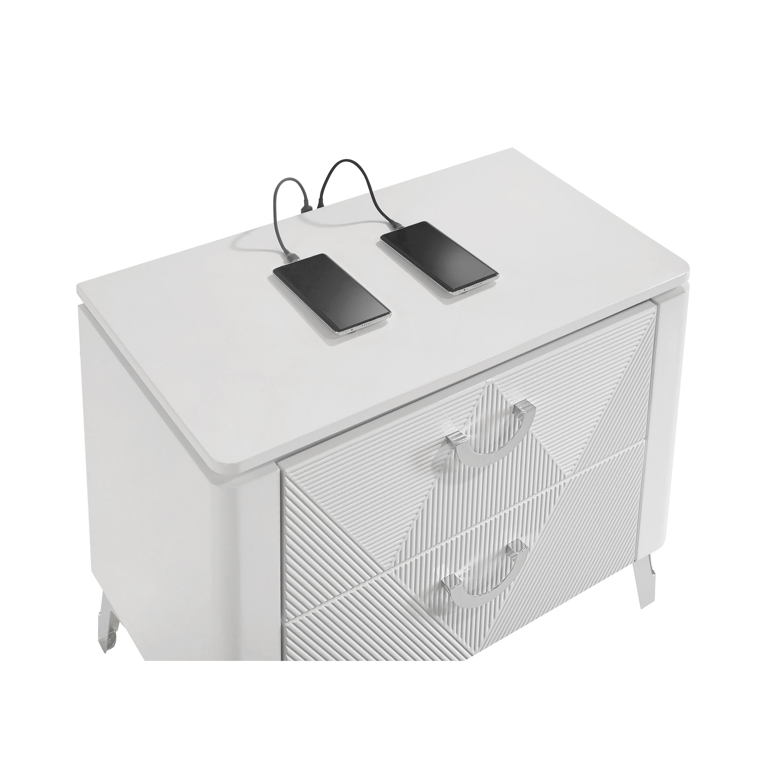  Coaster Furniture Cassia 215792 2-drawer Nightstand Bedside Table - White High Gloss IMAGE 10