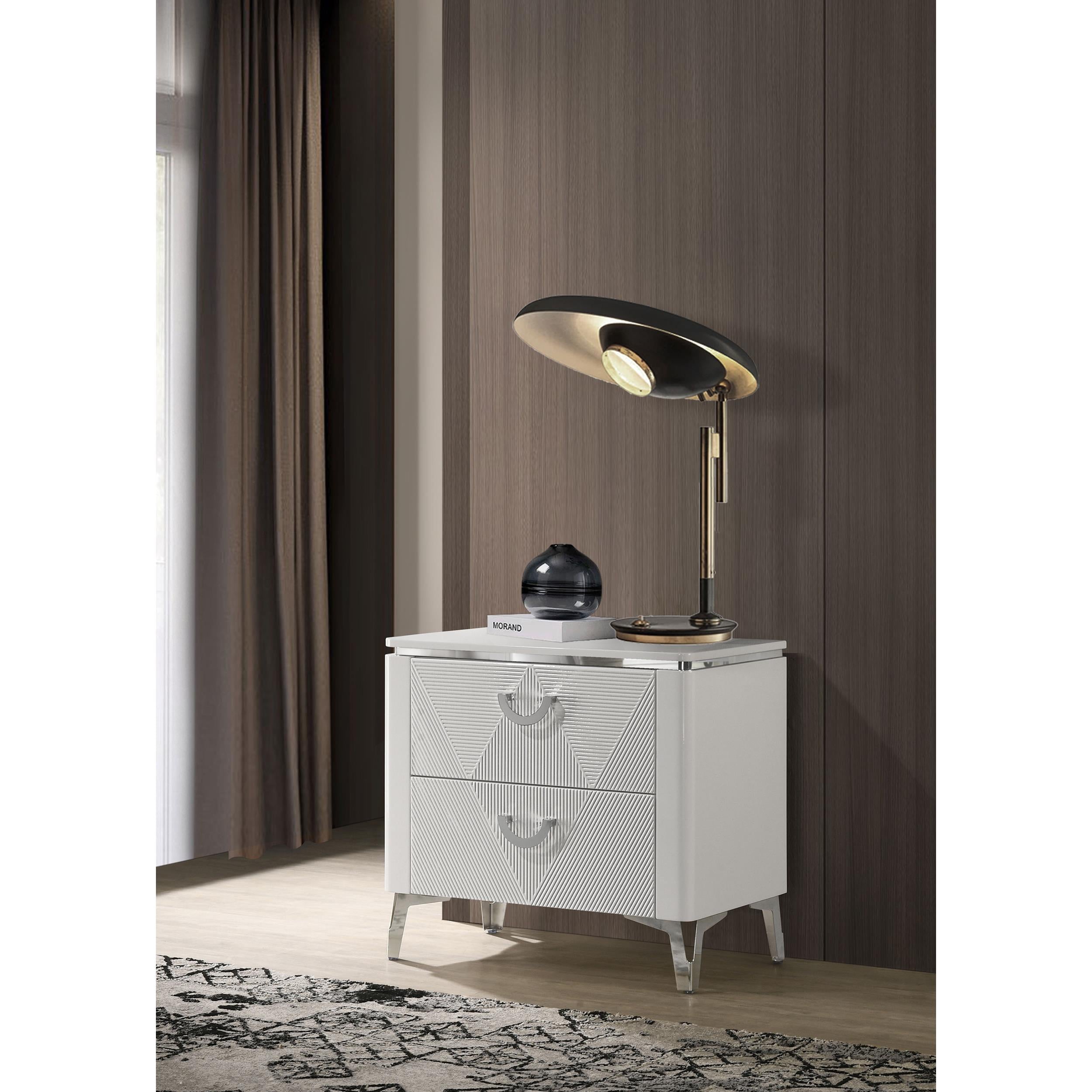  Coaster Furniture Cassia 215792 2-drawer Nightstand Bedside Table - White High Gloss IMAGE 2