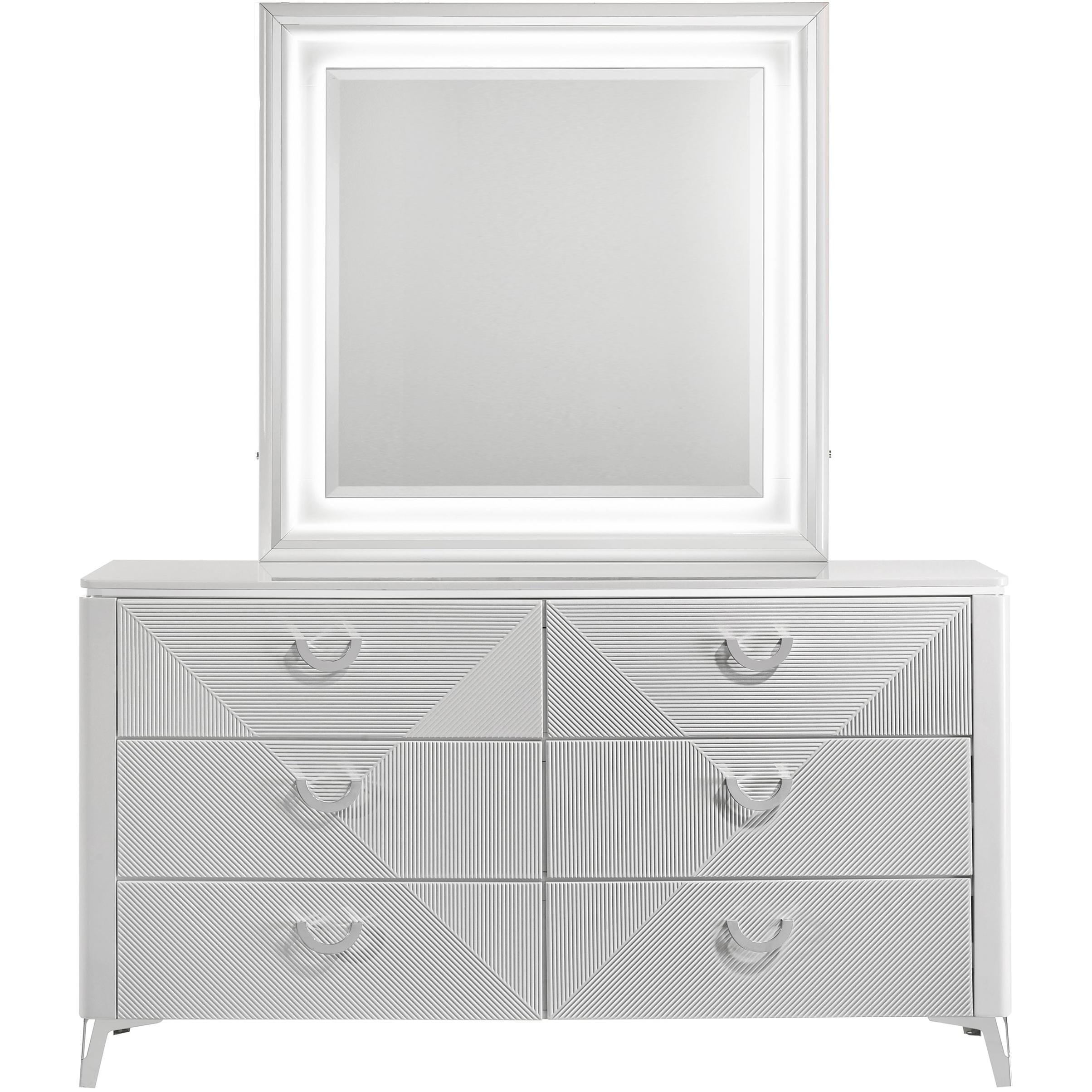  Coaster Furniture Cassia 215793M 6-drawer Dresser Cabinet with Mirror - White High Gloss IMAGE 3