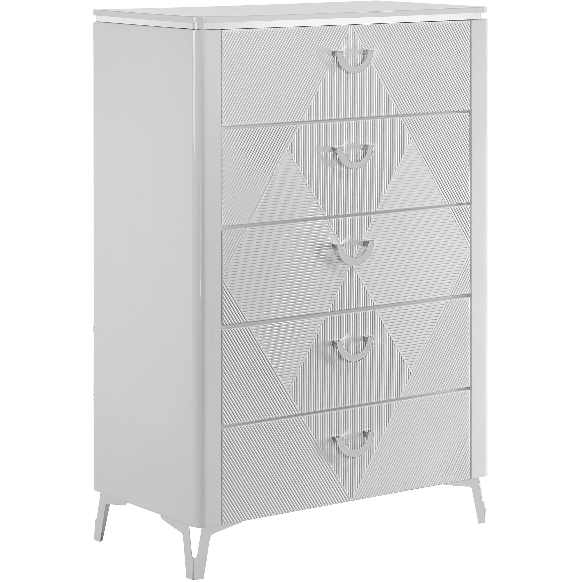  Coaster Furniture Cassia 215795 5-drawer Bedroom Chest - White High Gloss IMAGE 1