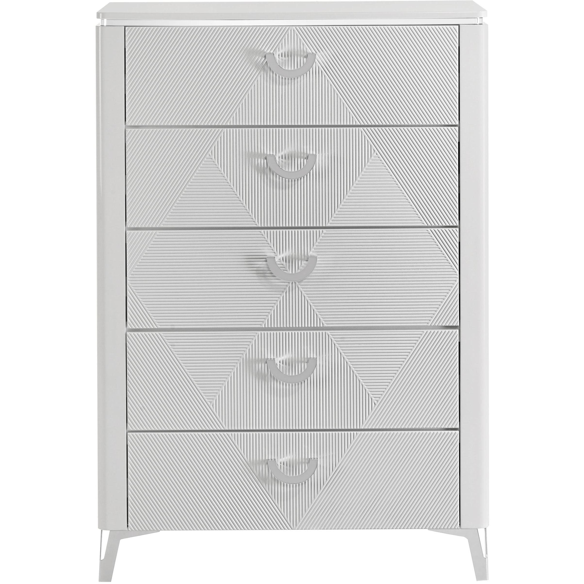  Coaster Furniture Cassia 215795 5-drawer Bedroom Chest - White High Gloss IMAGE 3