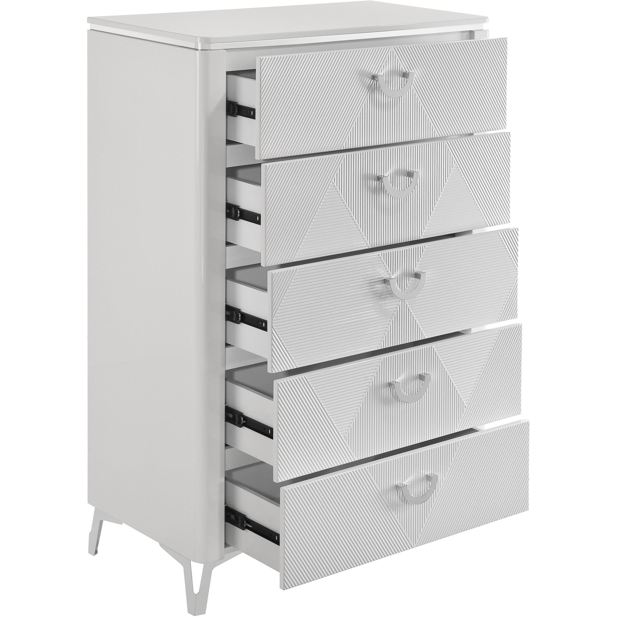  Coaster Furniture Cassia 215795 5-drawer Bedroom Chest - White High Gloss IMAGE 7