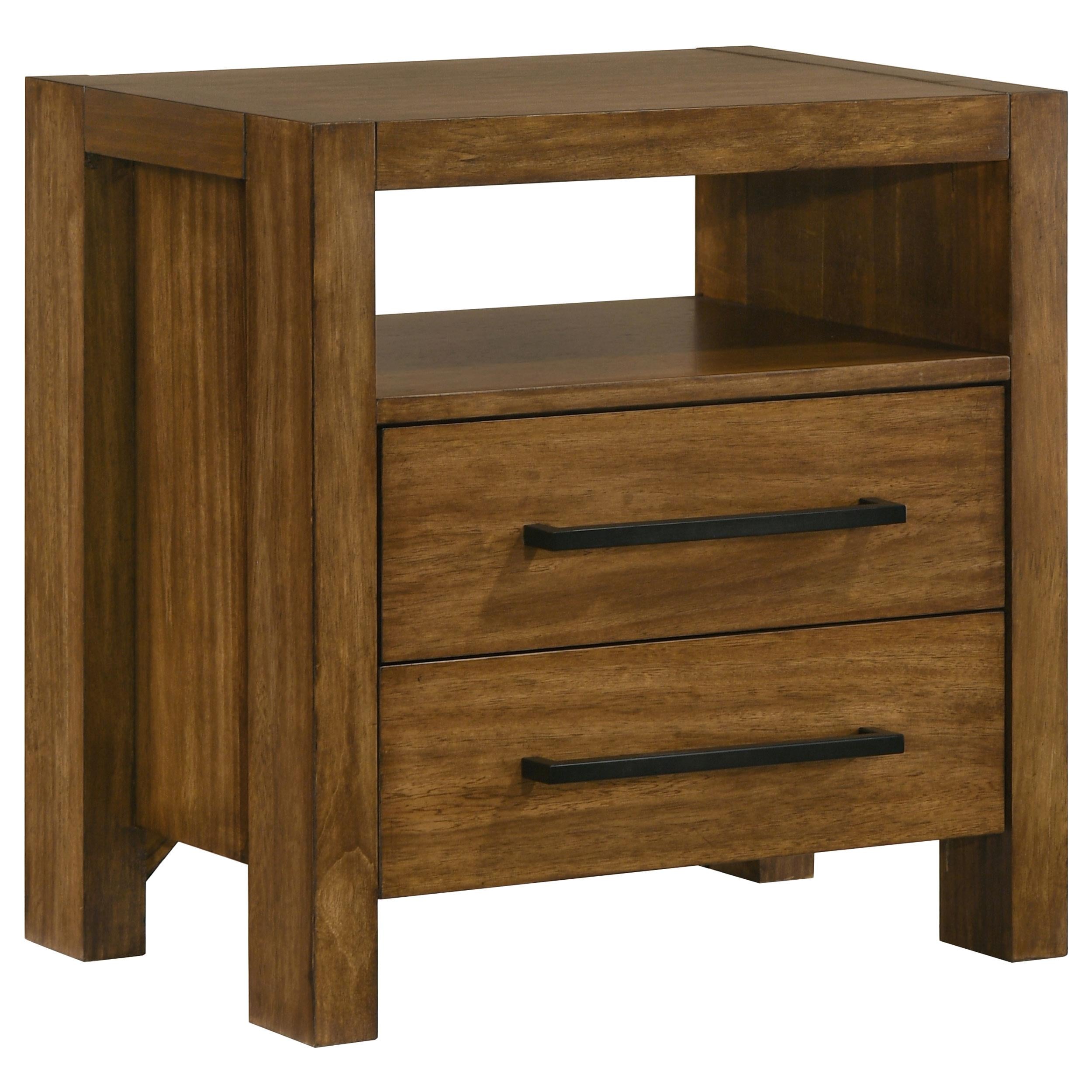  Coaster Furniture Adderley 215852 2-drawer Nightstand Bedside Table - Warm Brown IMAGE 1