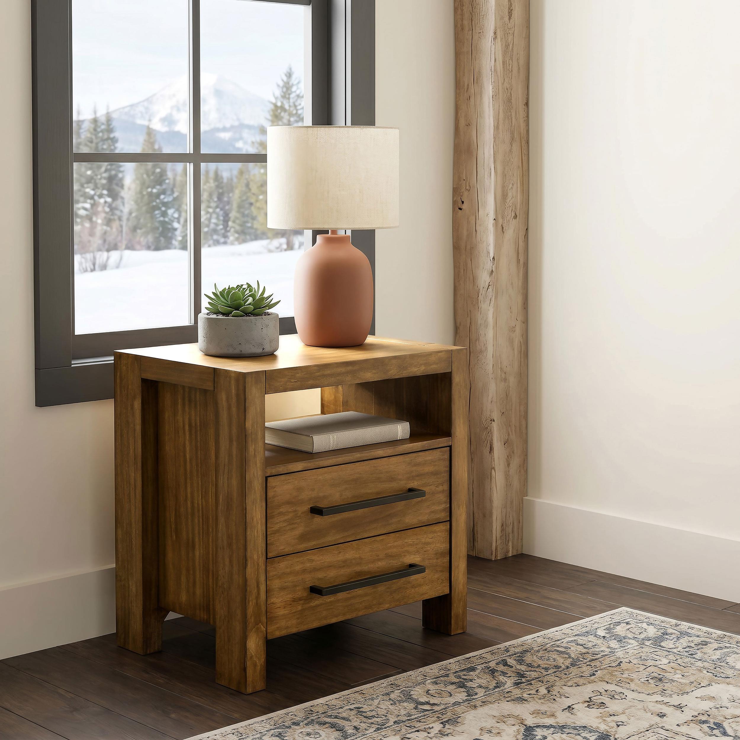  Coaster Furniture Adderley 215852 2-drawer Nightstand Bedside Table - Warm Brown IMAGE 2
