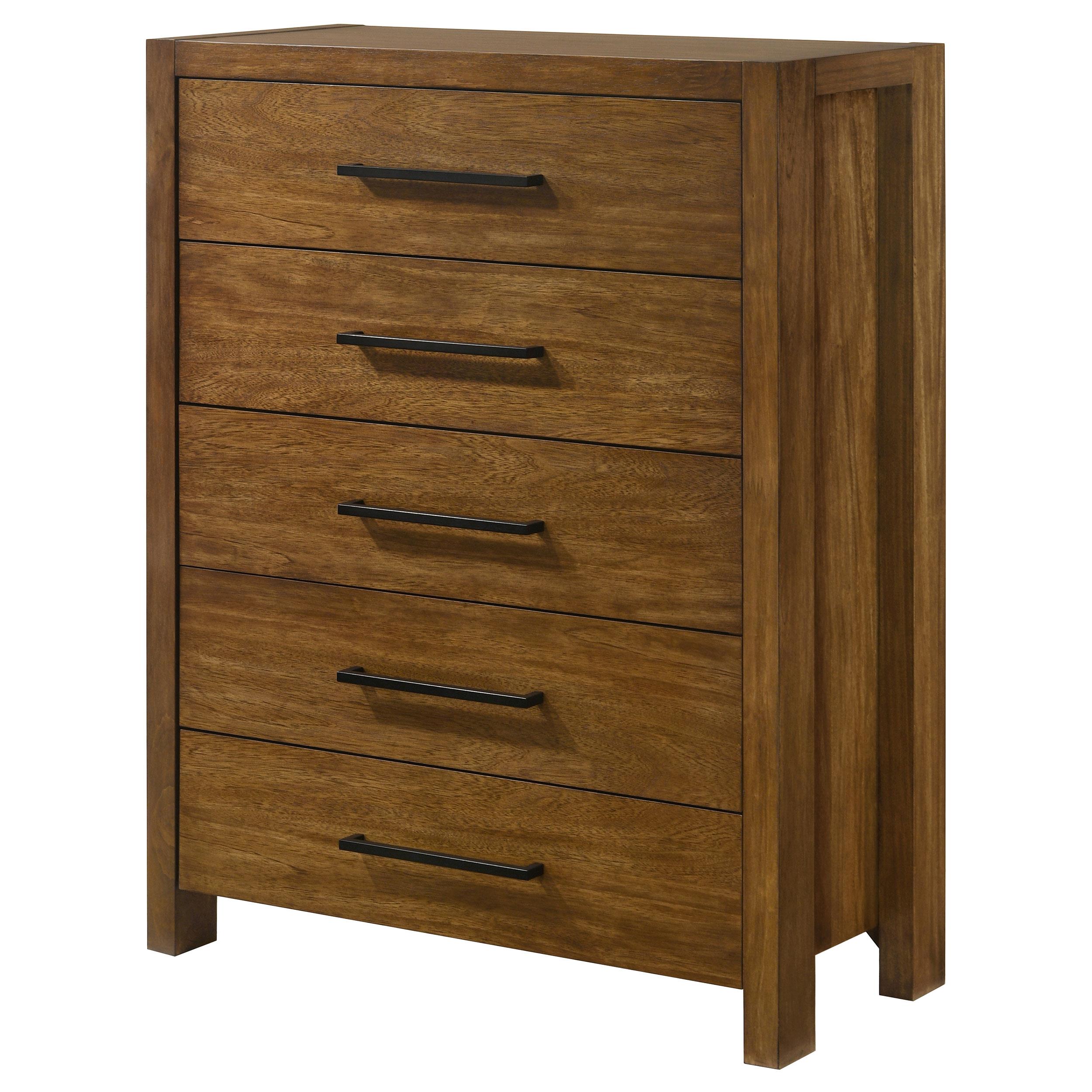  Coaster Furniture Adderley 215855 5-drawer Bedroom Chest - Warm Brown IMAGE 1