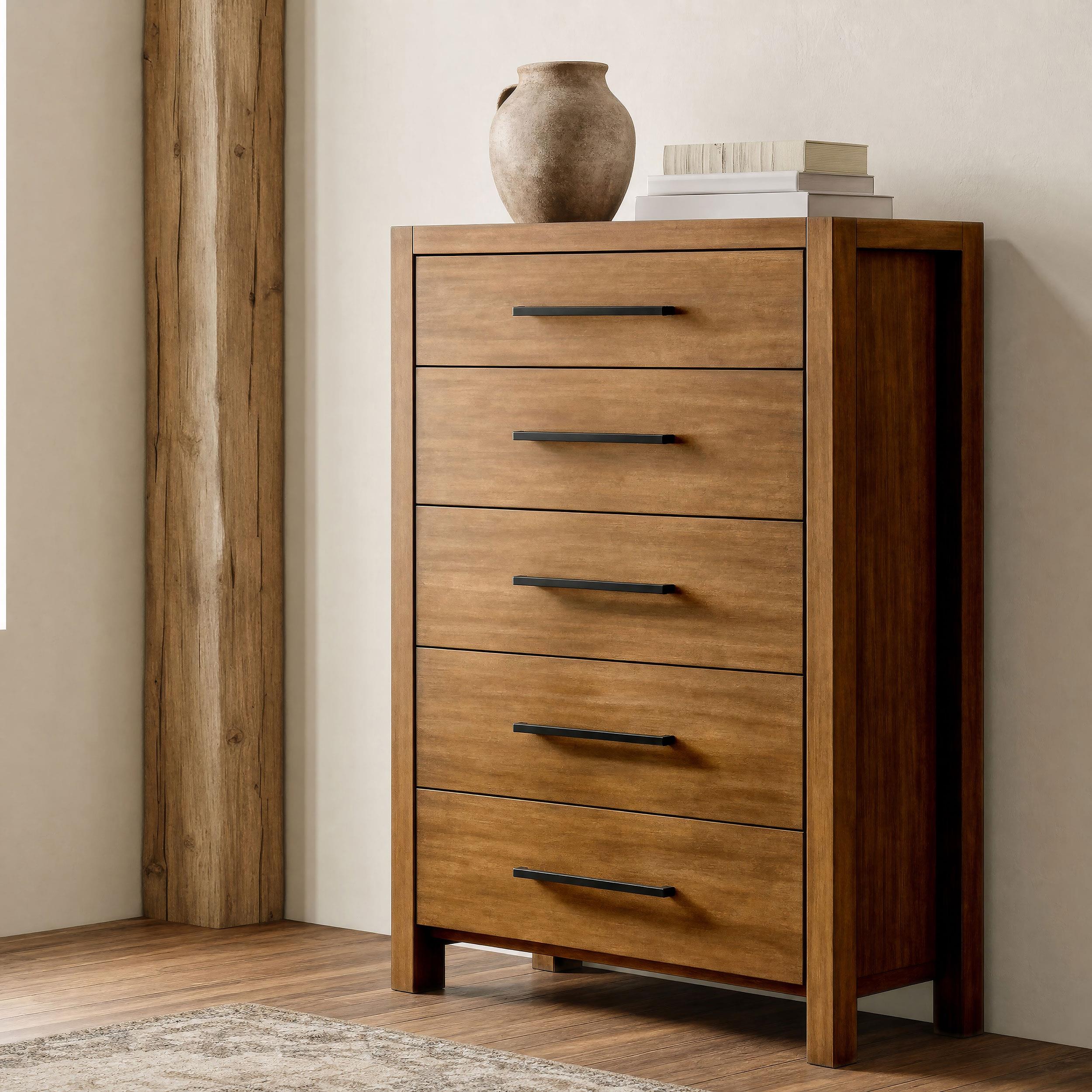  Coaster Furniture Adderley 215855 5-drawer Bedroom Chest - Warm Brown IMAGE 2
