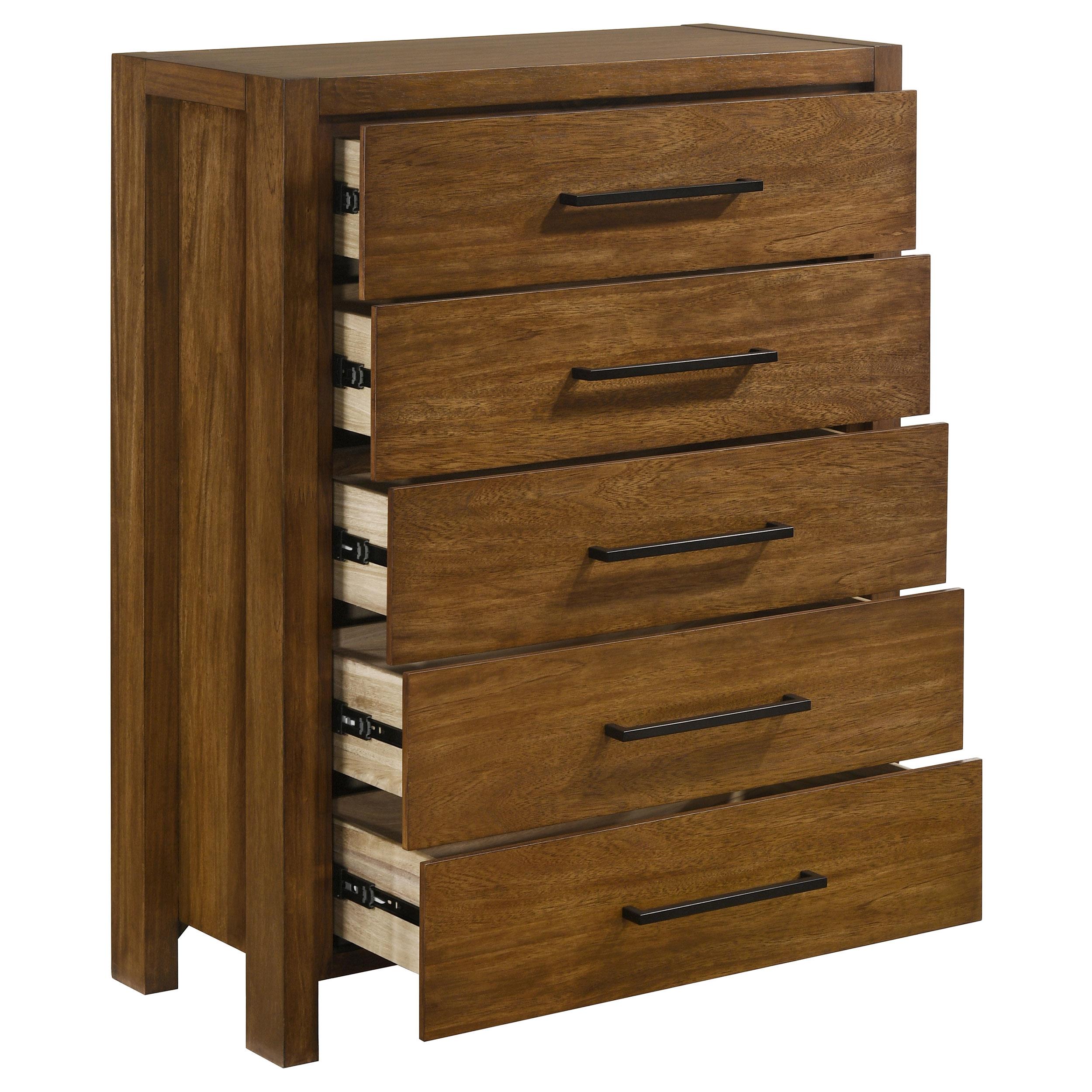  Coaster Furniture Adderley 215855 5-drawer Bedroom Chest - Warm Brown IMAGE 4
