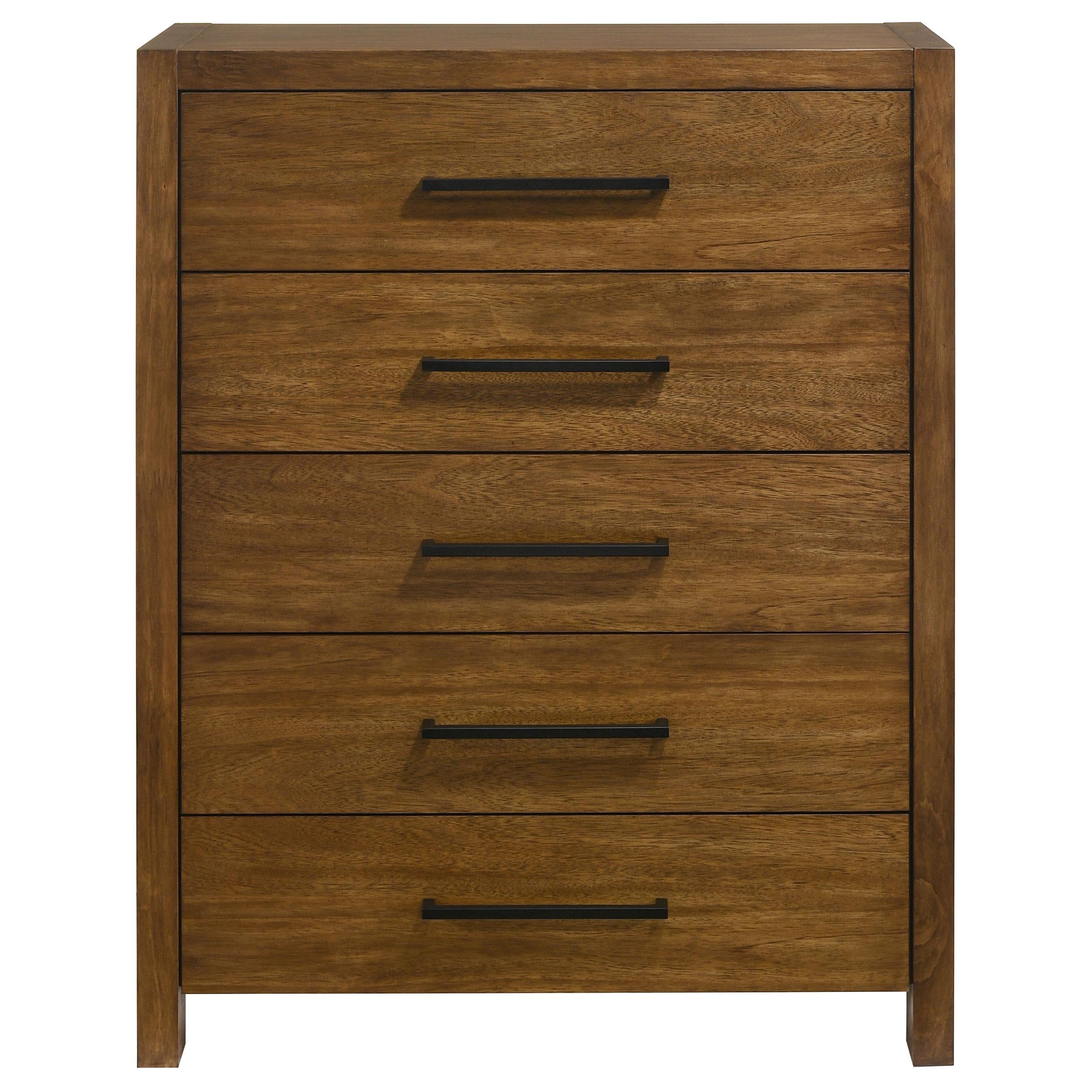  Coaster Furniture Adderley 215855 5-drawer Bedroom Chest - Warm Brown IMAGE 5