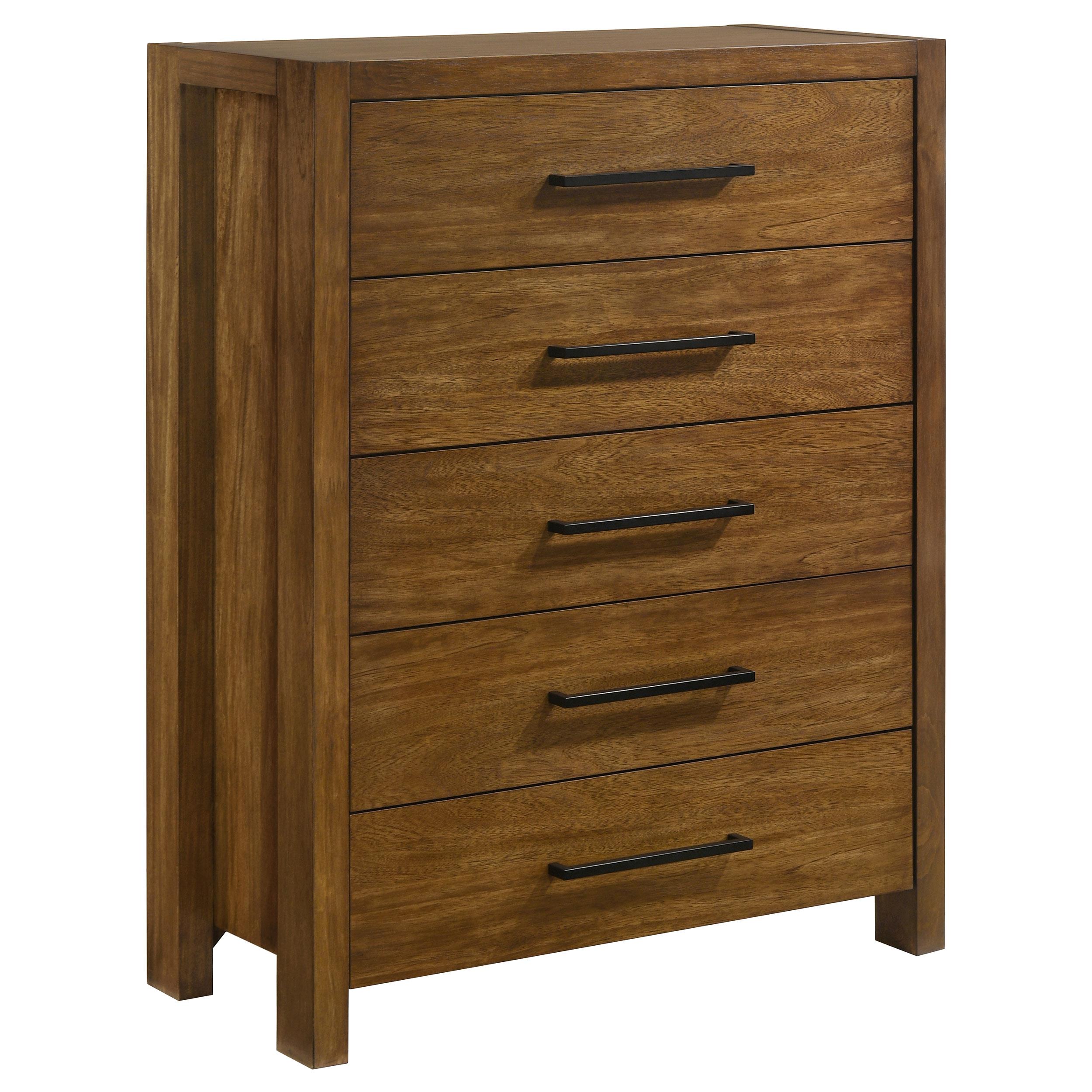  Coaster Furniture Adderley 215855 5-drawer Bedroom Chest - Warm Brown IMAGE 6