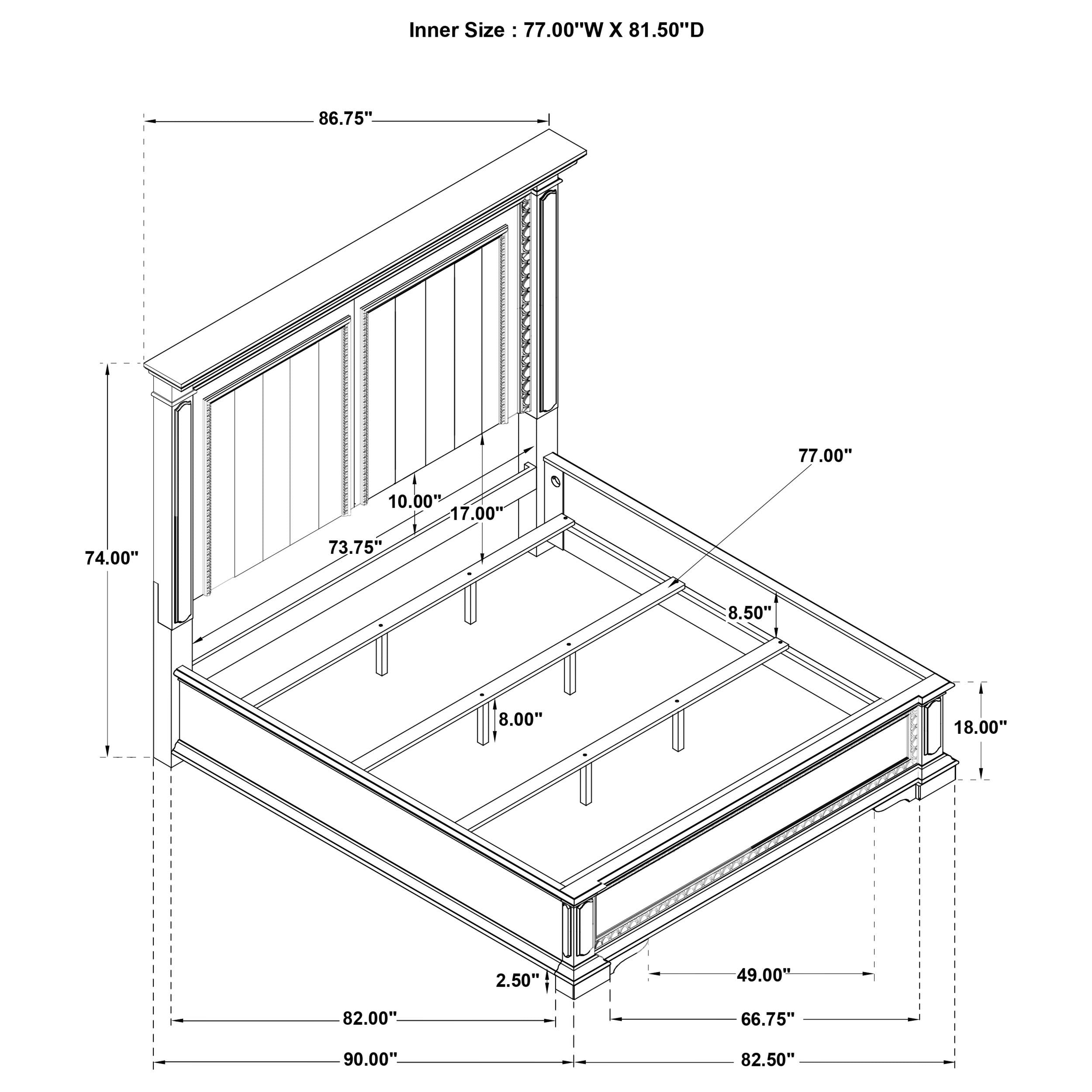  Coaster Furniture McKinney 215871KE Eastern King LED Light Panel Bed - Vintage White IMAGE 7