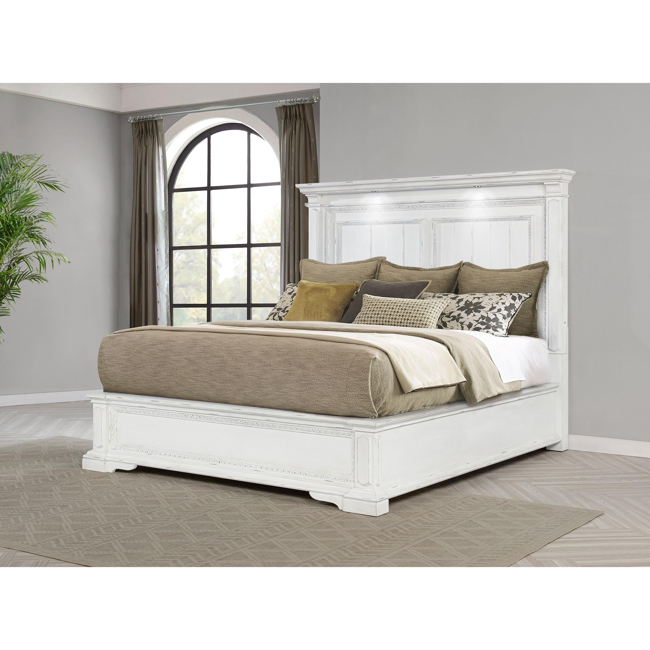 Coaster Furniture McKinney 215871KW California King LED Light Panel Bed - Vintage White IMAGE 4