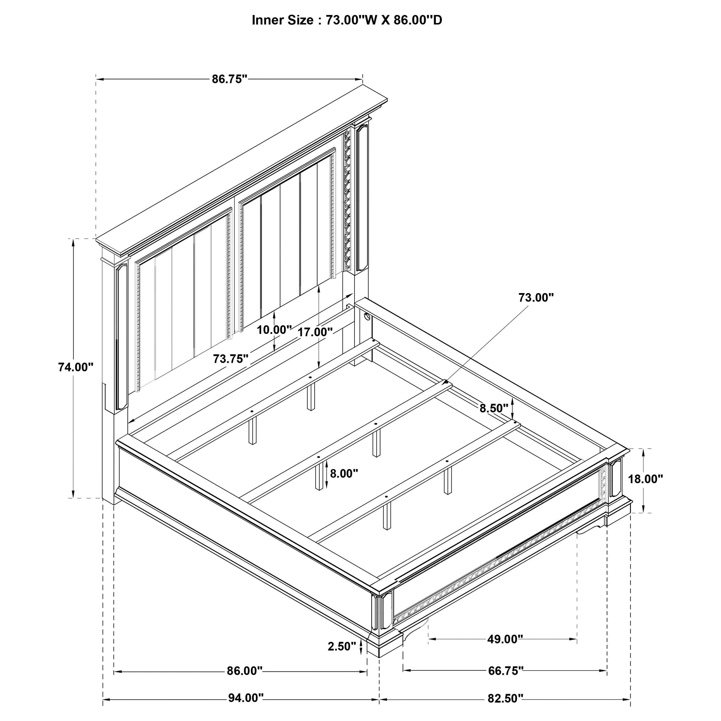  Coaster Furniture McKinney 215871KW California King LED Light Panel Bed - Vintage White IMAGE 9