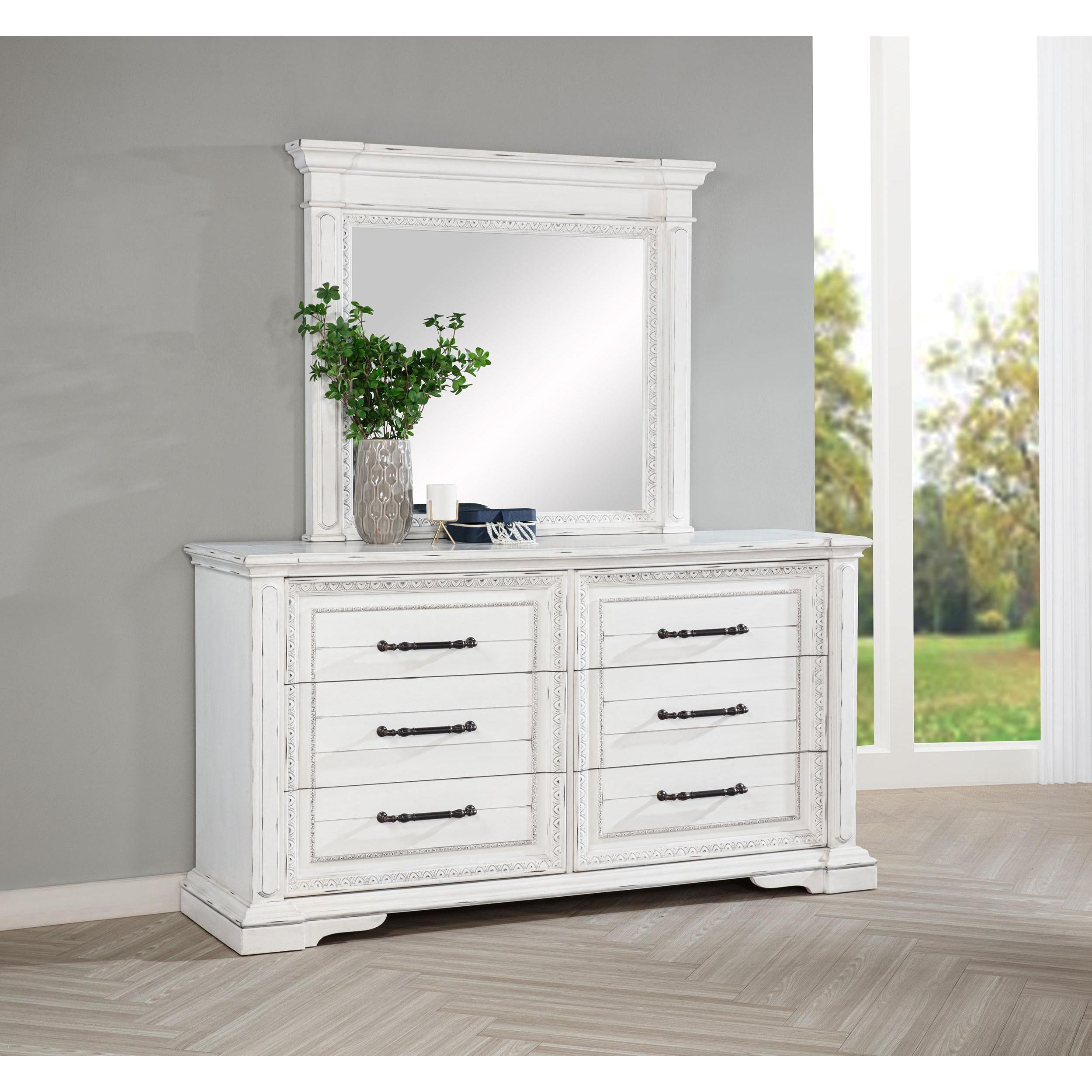  Coaster Furniture McKinney 215873M 6-drawer Bedroom Dresser with Mirror - Vintage White IMAGE 2