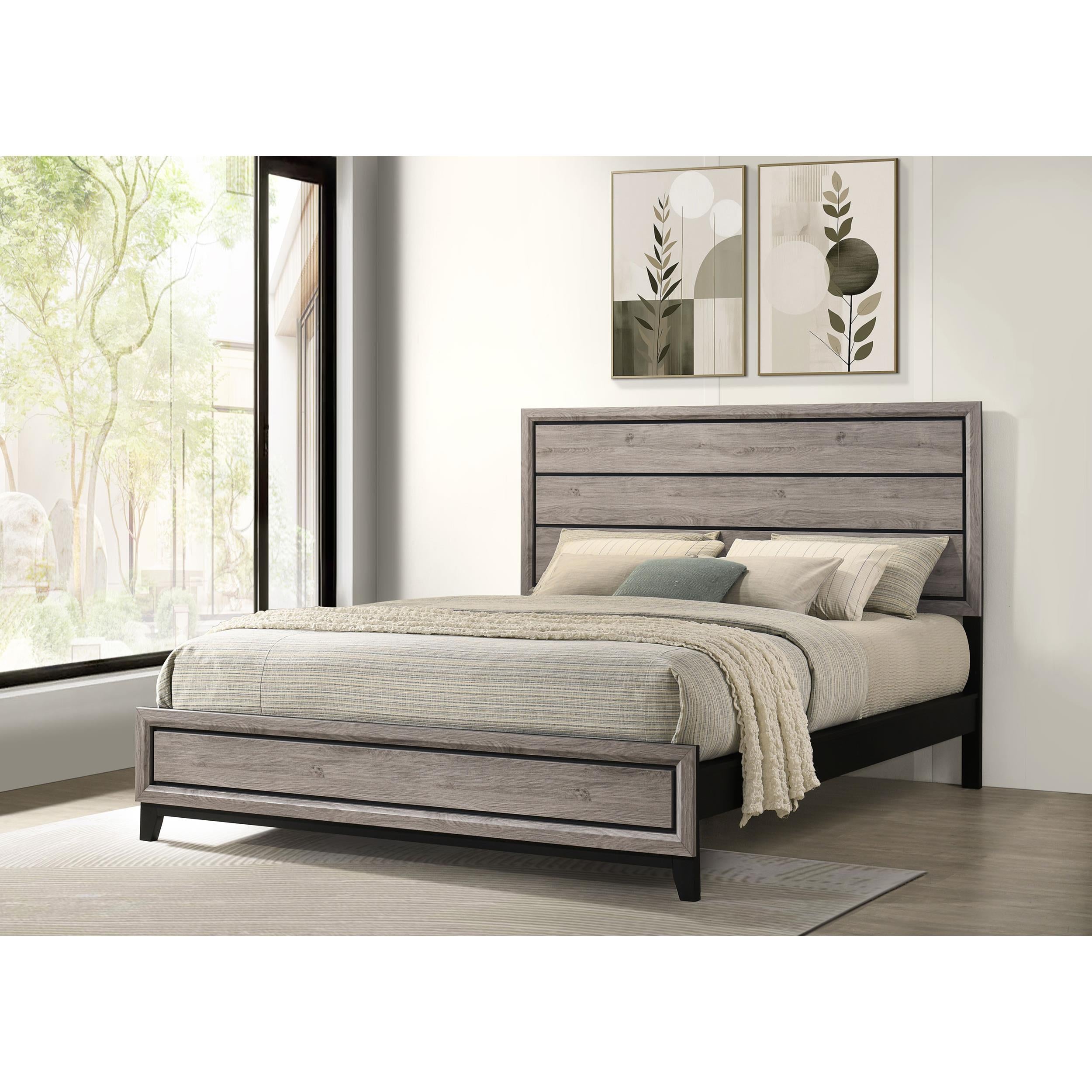  Coaster Furniture Valen 215911KW Wood California King Panel Bed - Light Taupe IMAGE 4