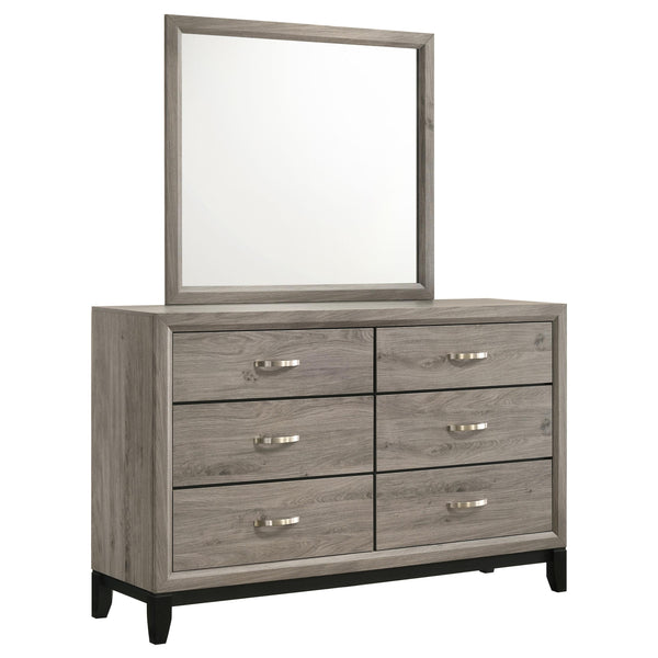 Coaster Furniture Valen 215913M 6-drawer Bedroom Dresser and Mirror - Light Taupe