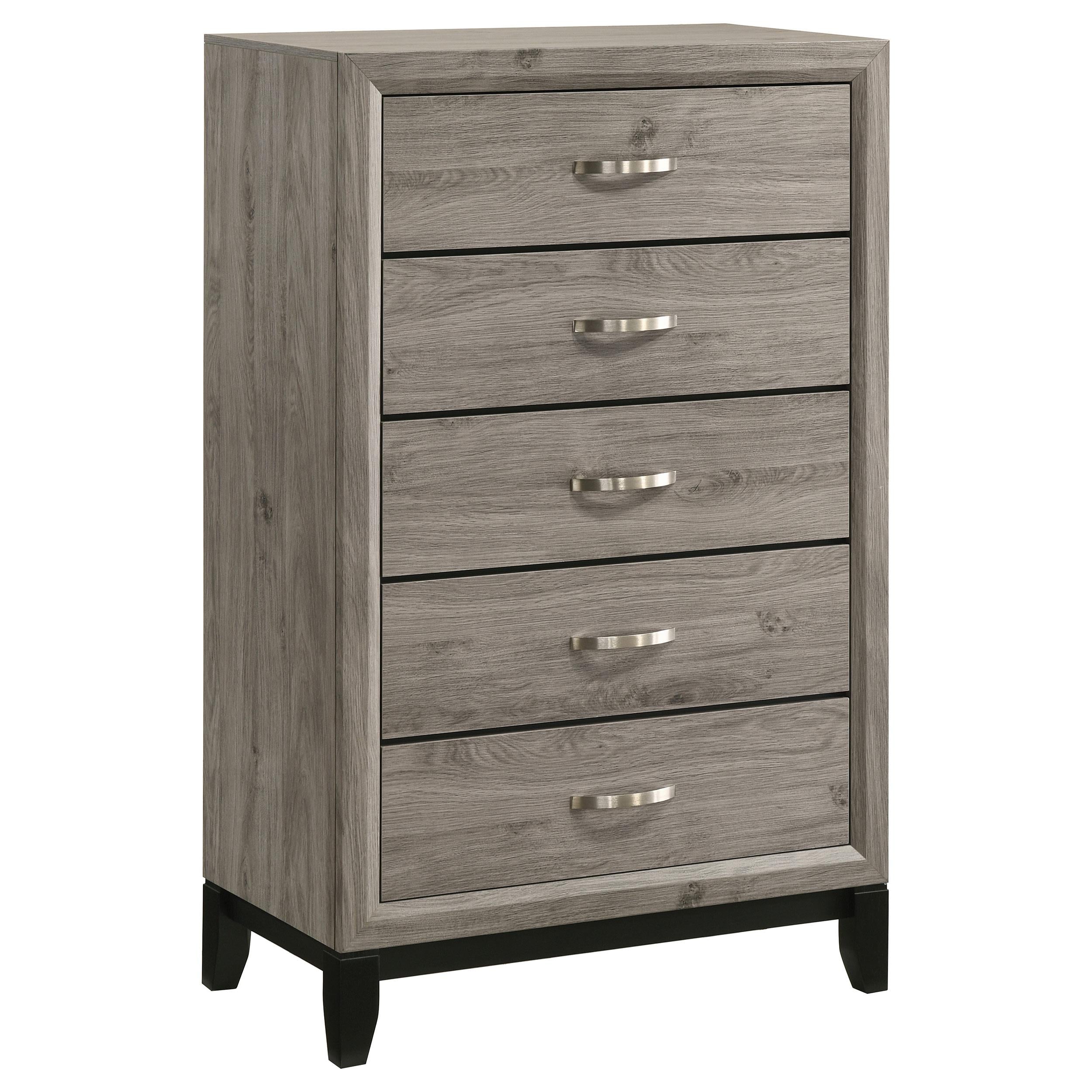  Coaster Furniture Valen 215915 5-drawer Bedroom Chest - Light Taupe IMAGE 1