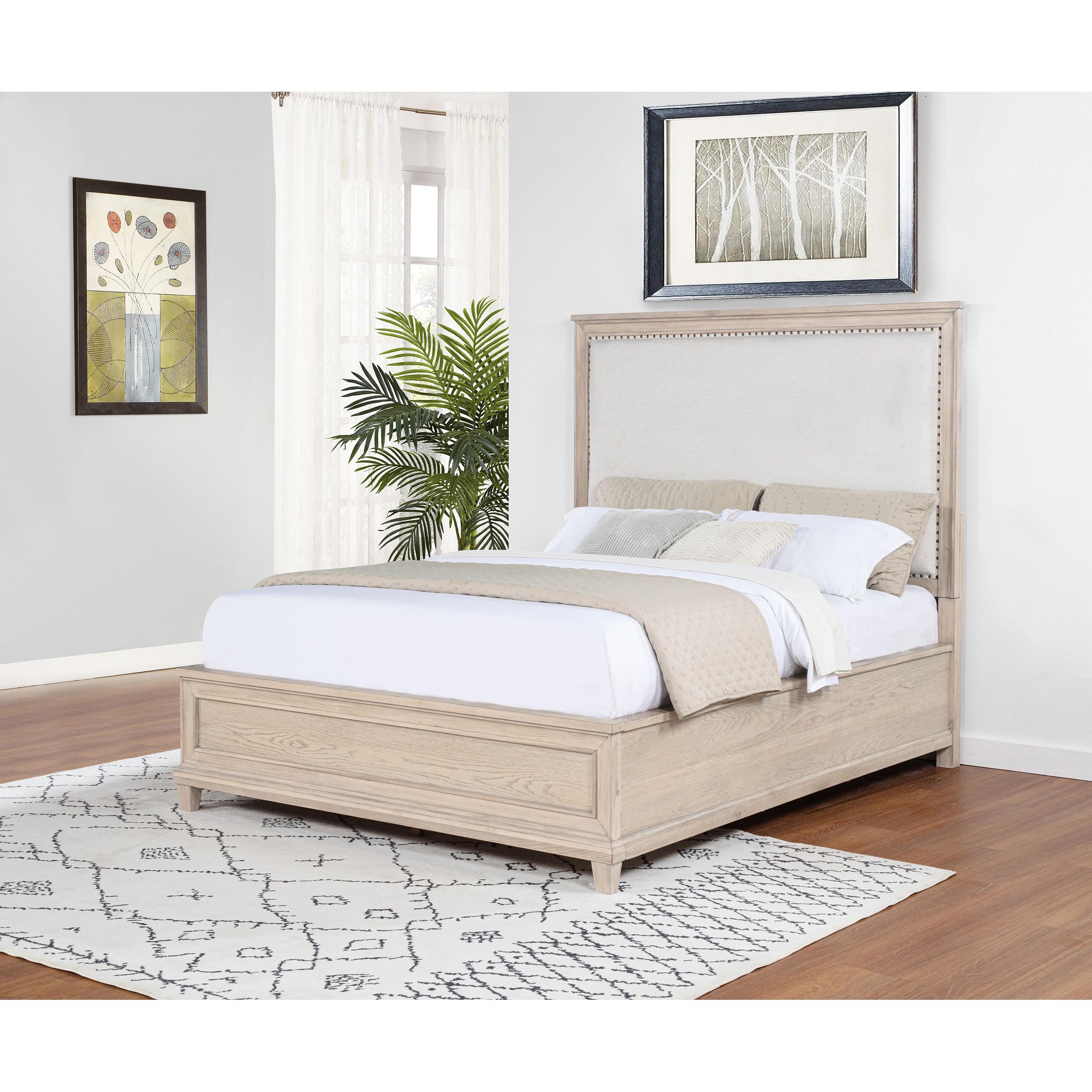  Coaster Furniture Pembroke 215921Q 66-inch Queen Panel Bed - Washed Oak IMAGE 2
