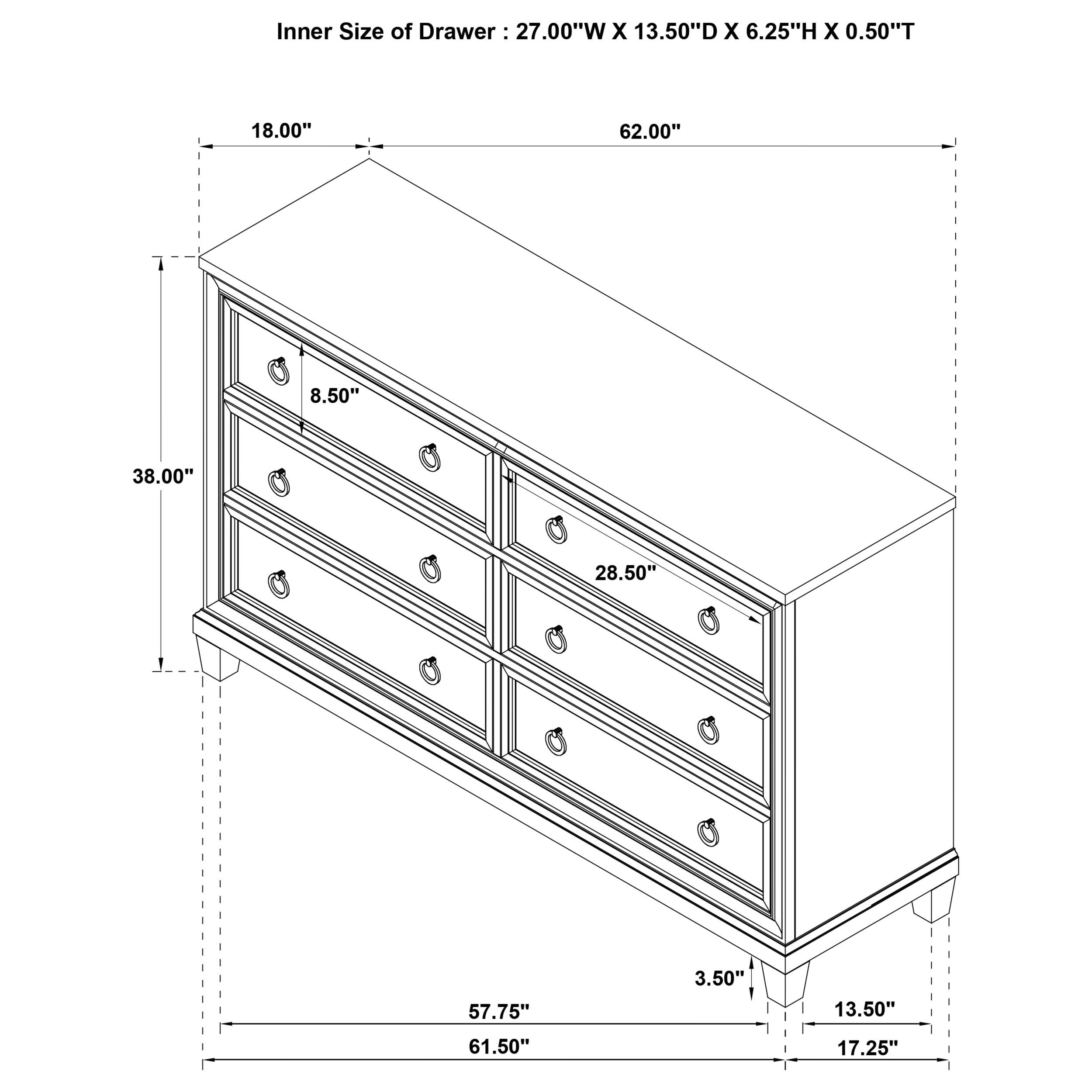 Coaster Furniture Pembroke 215923 6-drawer Bedroom Dresser Cabinet - Washed Oak IMAGE 14