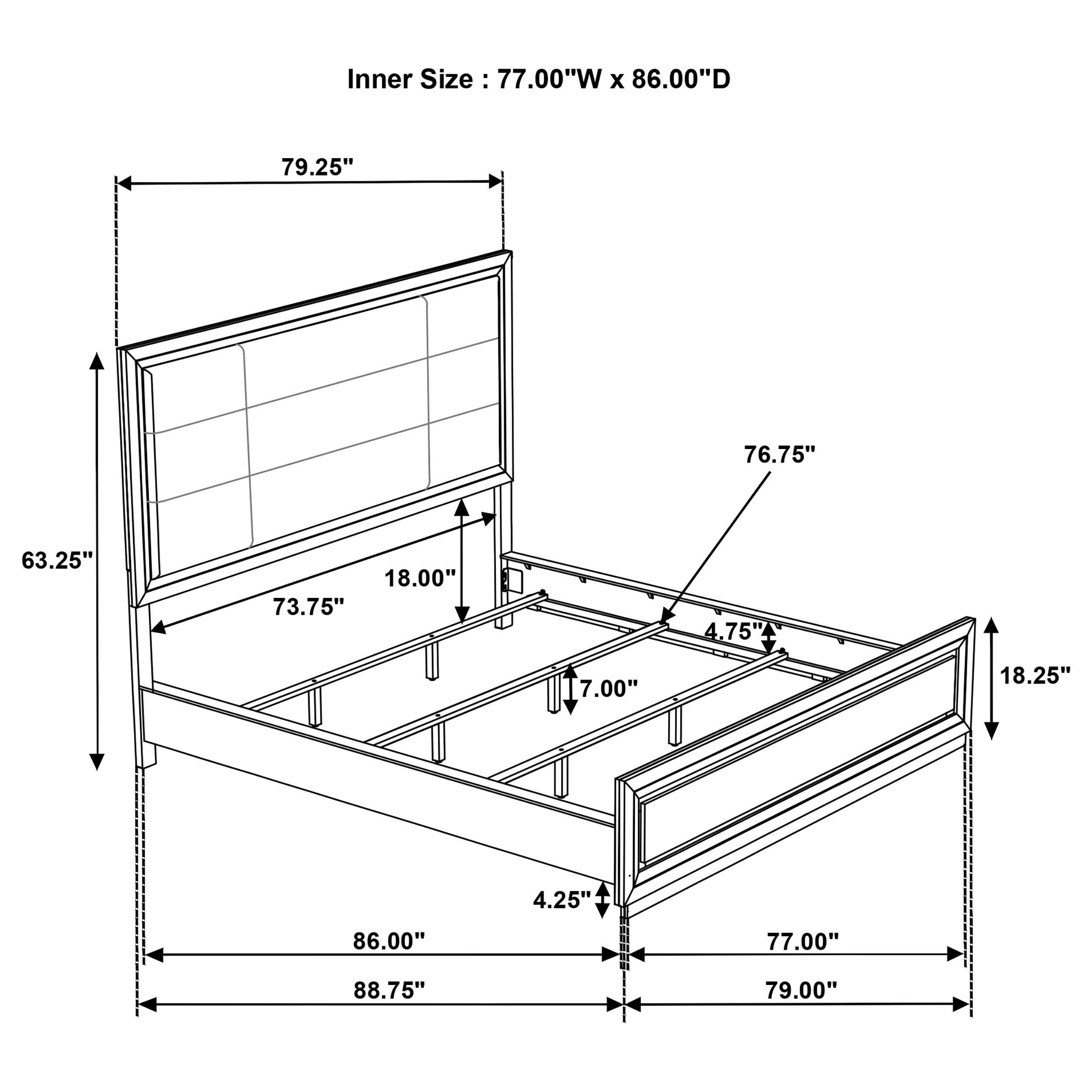  Coaster Furniture Atlas 215971KW 63-inch California King Upholstered Panel Bed - Grey/Dark Oak IMAGE 11