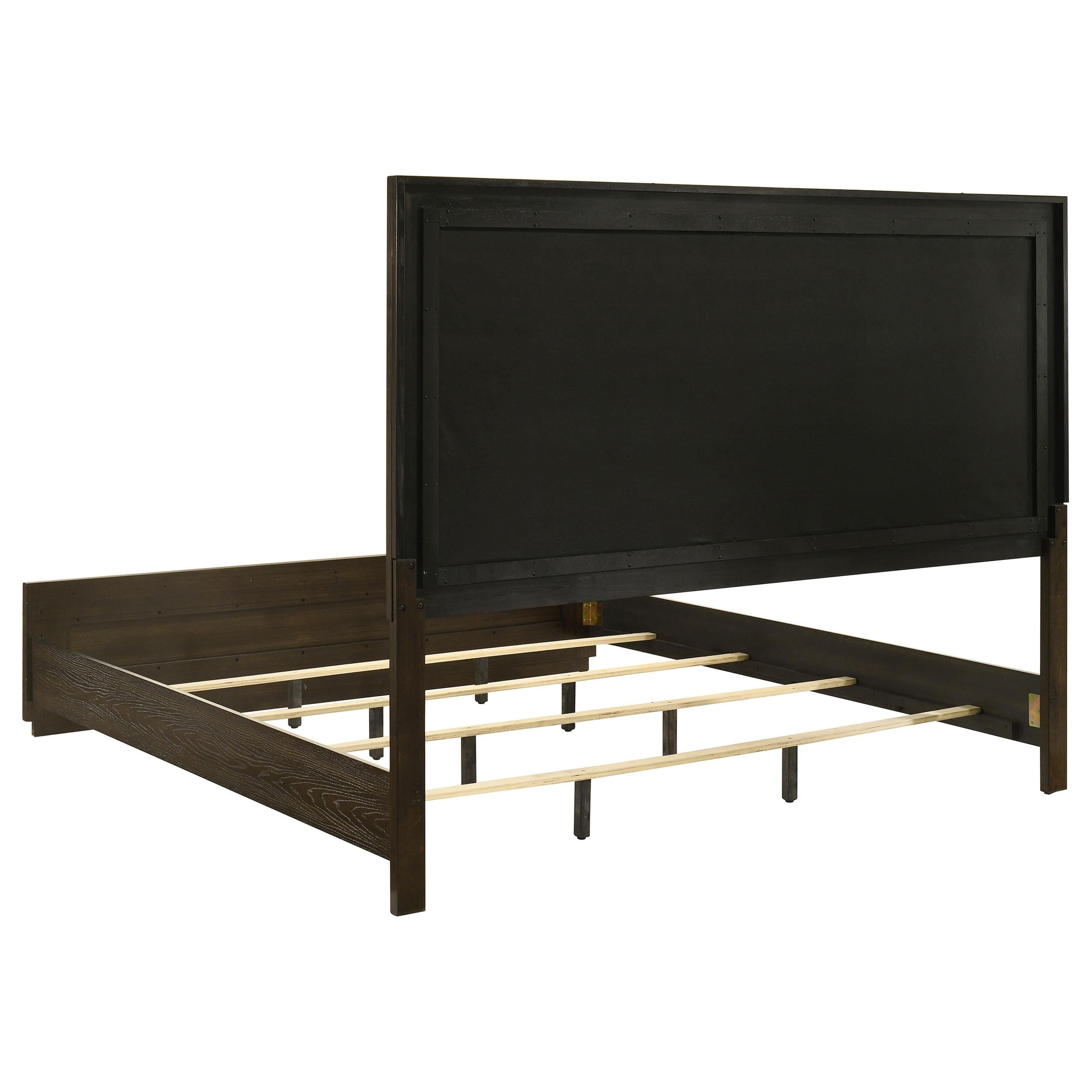  Coaster Furniture Atlas 215971KW 63-inch California King Upholstered Panel Bed - Grey/Dark Oak IMAGE 2