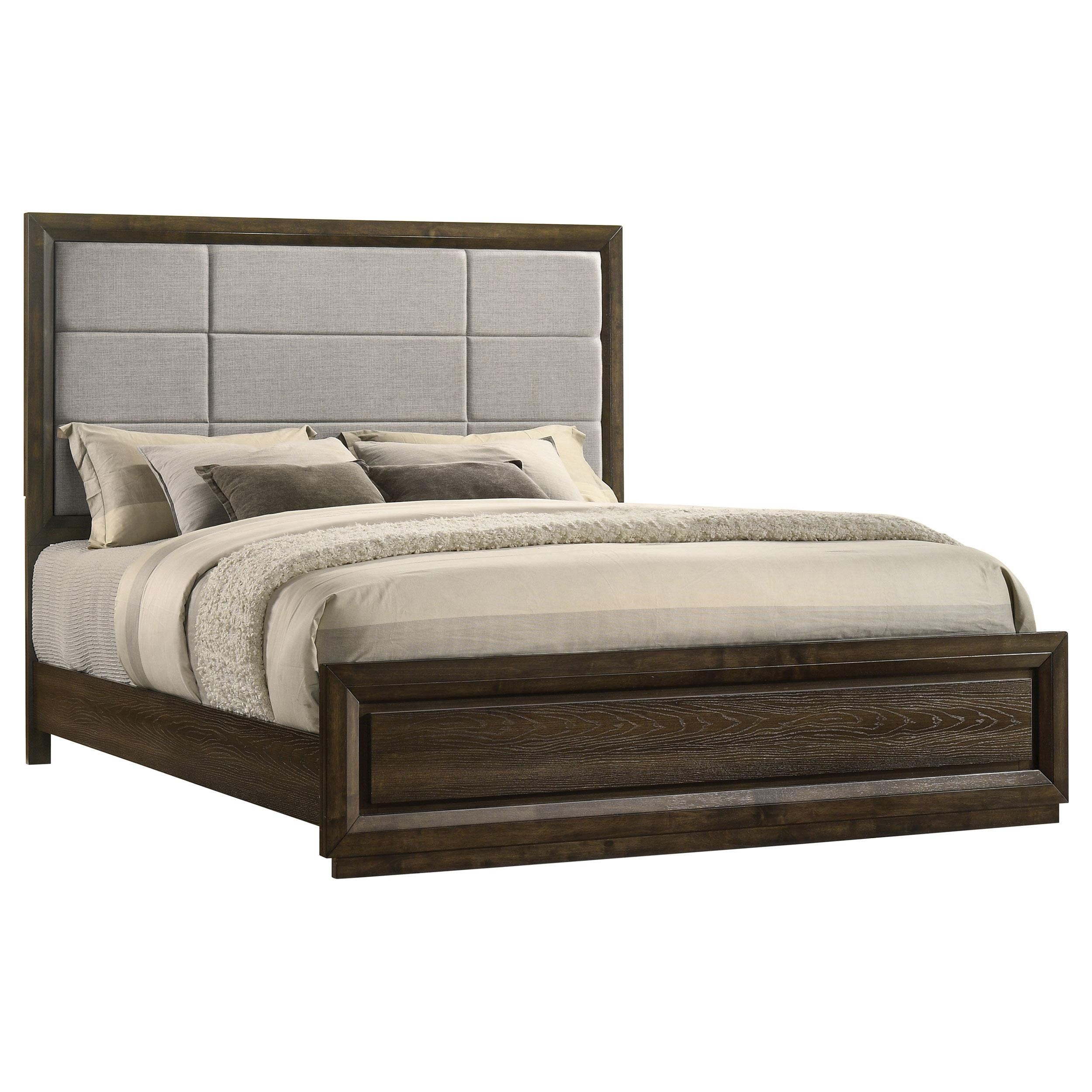  Coaster Furniture Atlas 215971KW 63-inch California King Upholstered Panel Bed - Grey/Dark Oak IMAGE 6