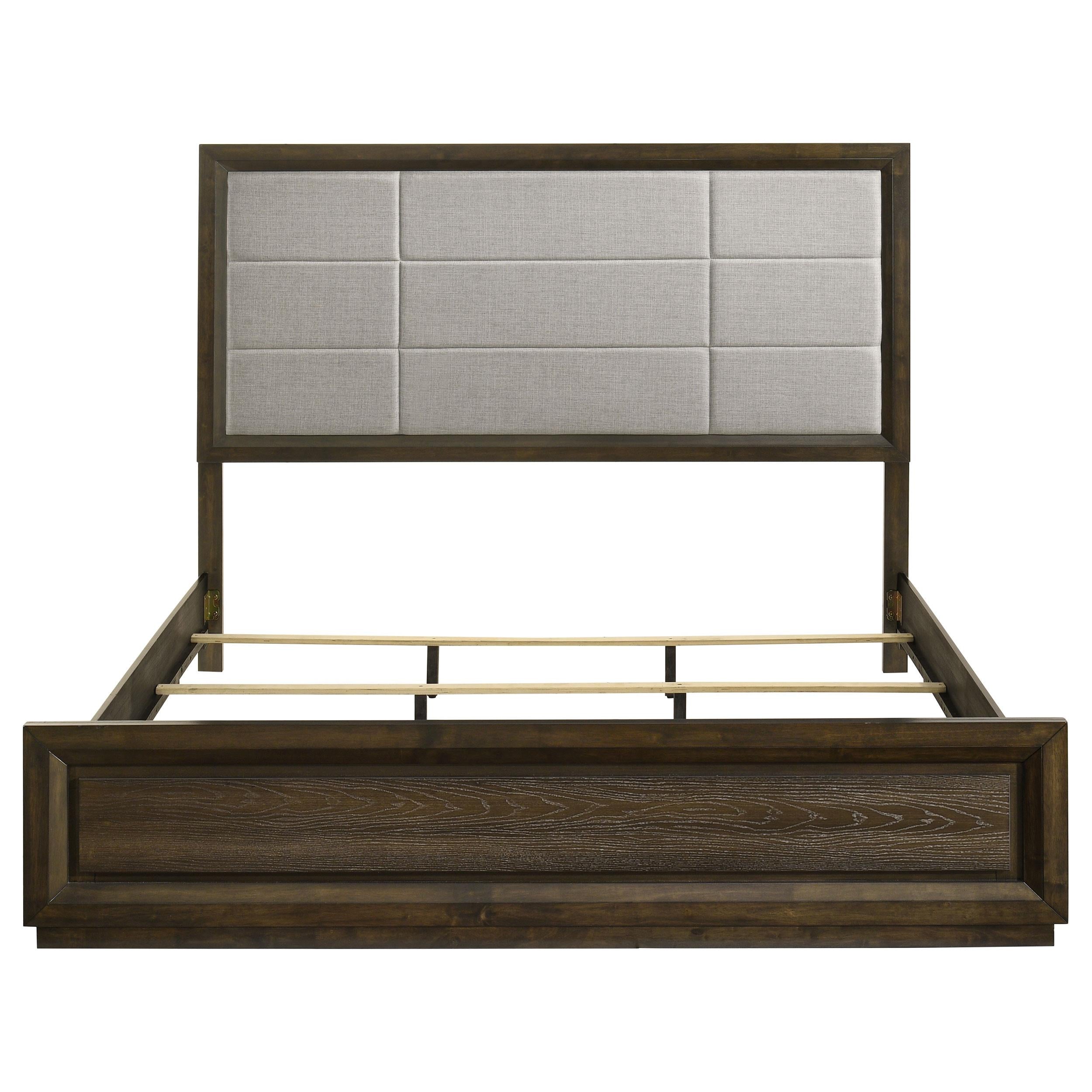  Coaster Furniture Atlas 215971KW 63-inch California King Upholstered Panel Bed - Grey/Dark Oak IMAGE 7
