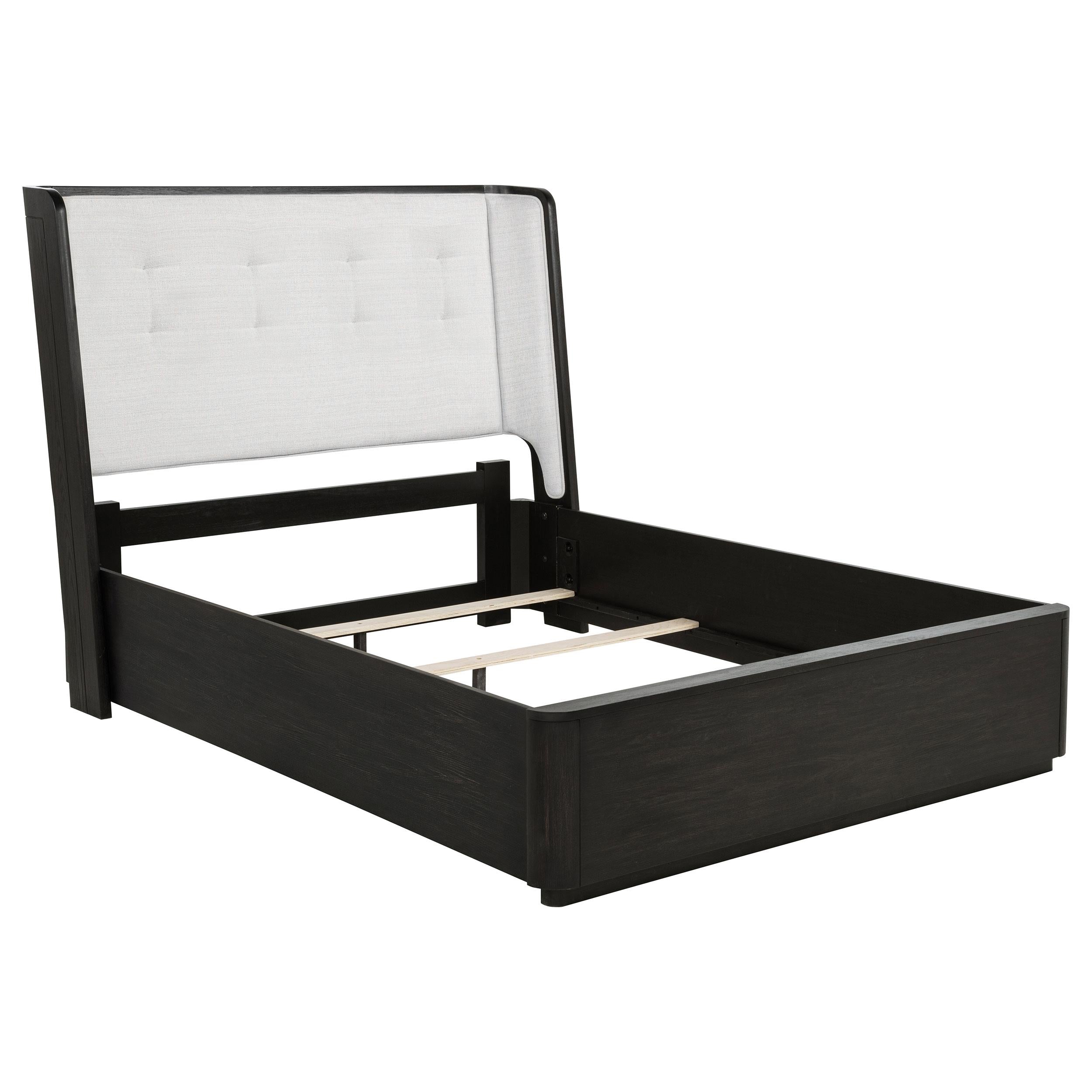 Coaster Furniture Leandro 222491Q 55-inch Queen Wingback Bed - Burnished Black IMAGE 1