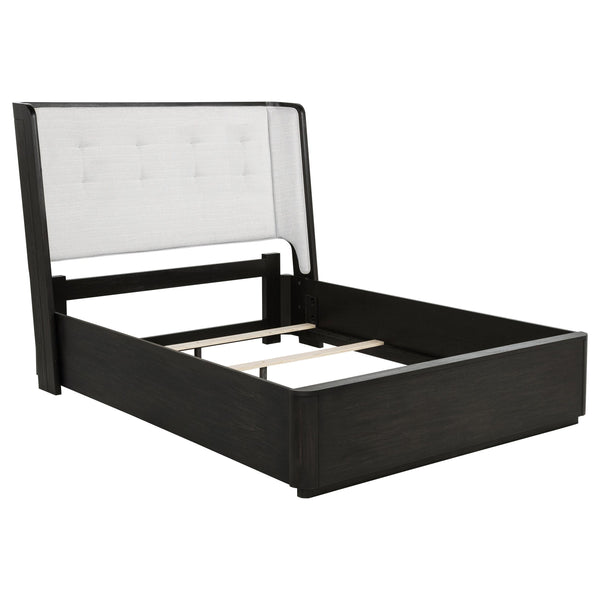 Coaster Furniture Leandro 222491Q 55-inch Queen Wingback Bed - Burnished Black