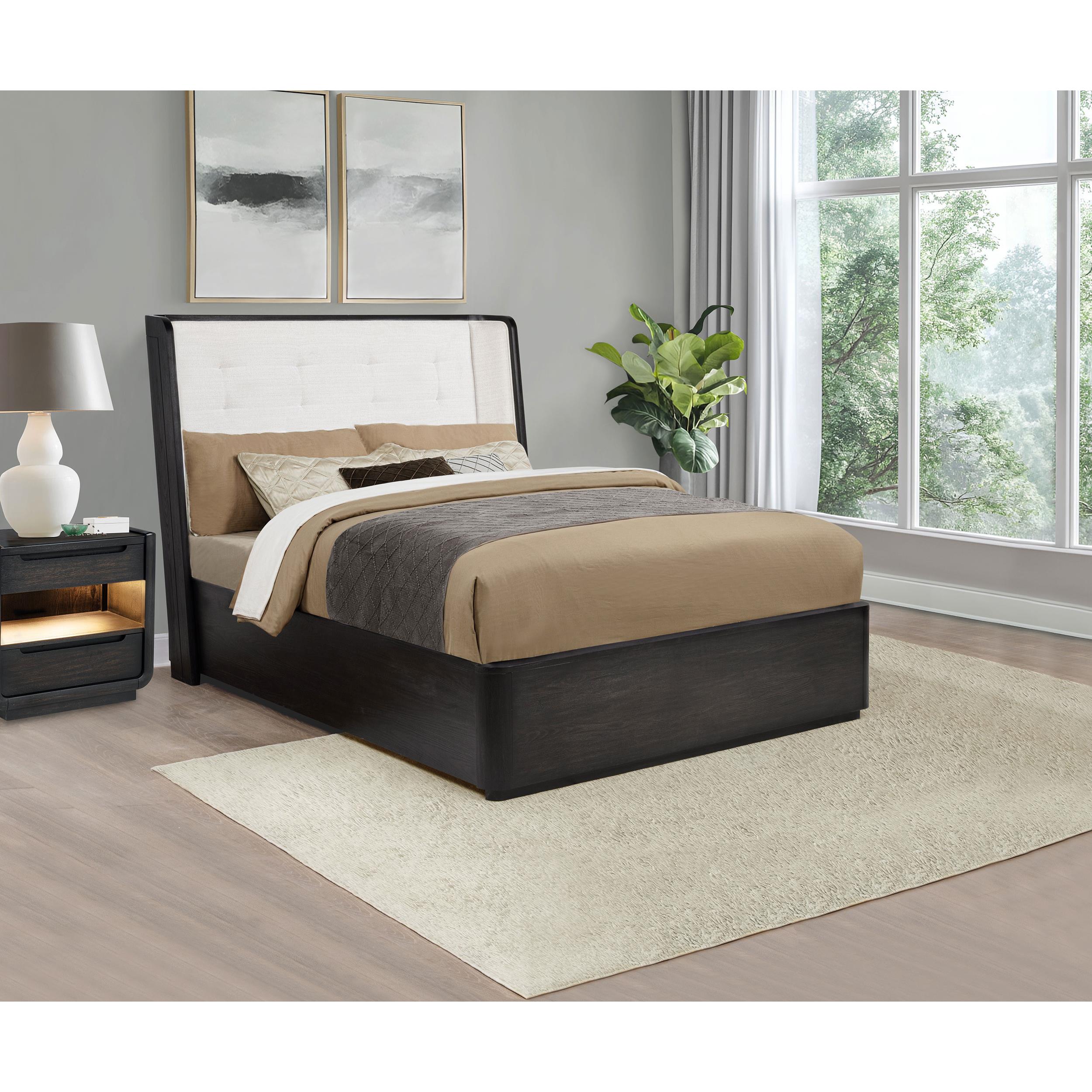  Coaster Furniture Leandro 222491Q 55-inch Queen Wingback Bed - Burnished Black IMAGE 3